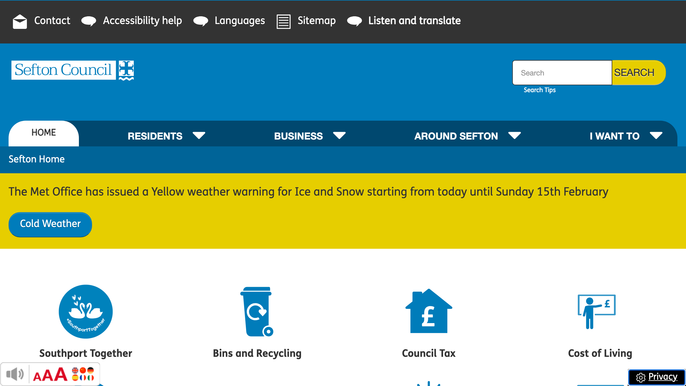 Sefton website preview