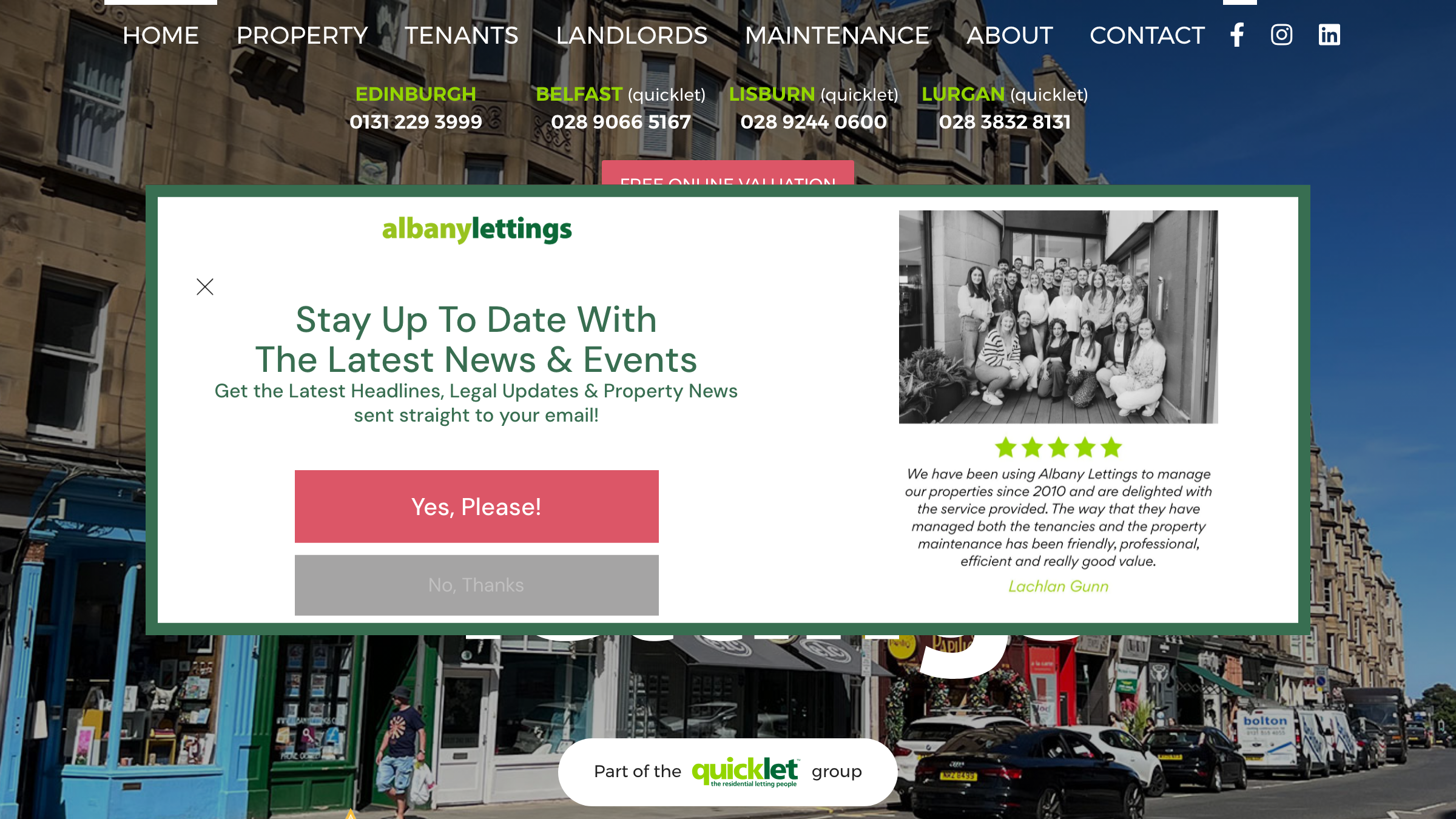 Albany Lettings page preview