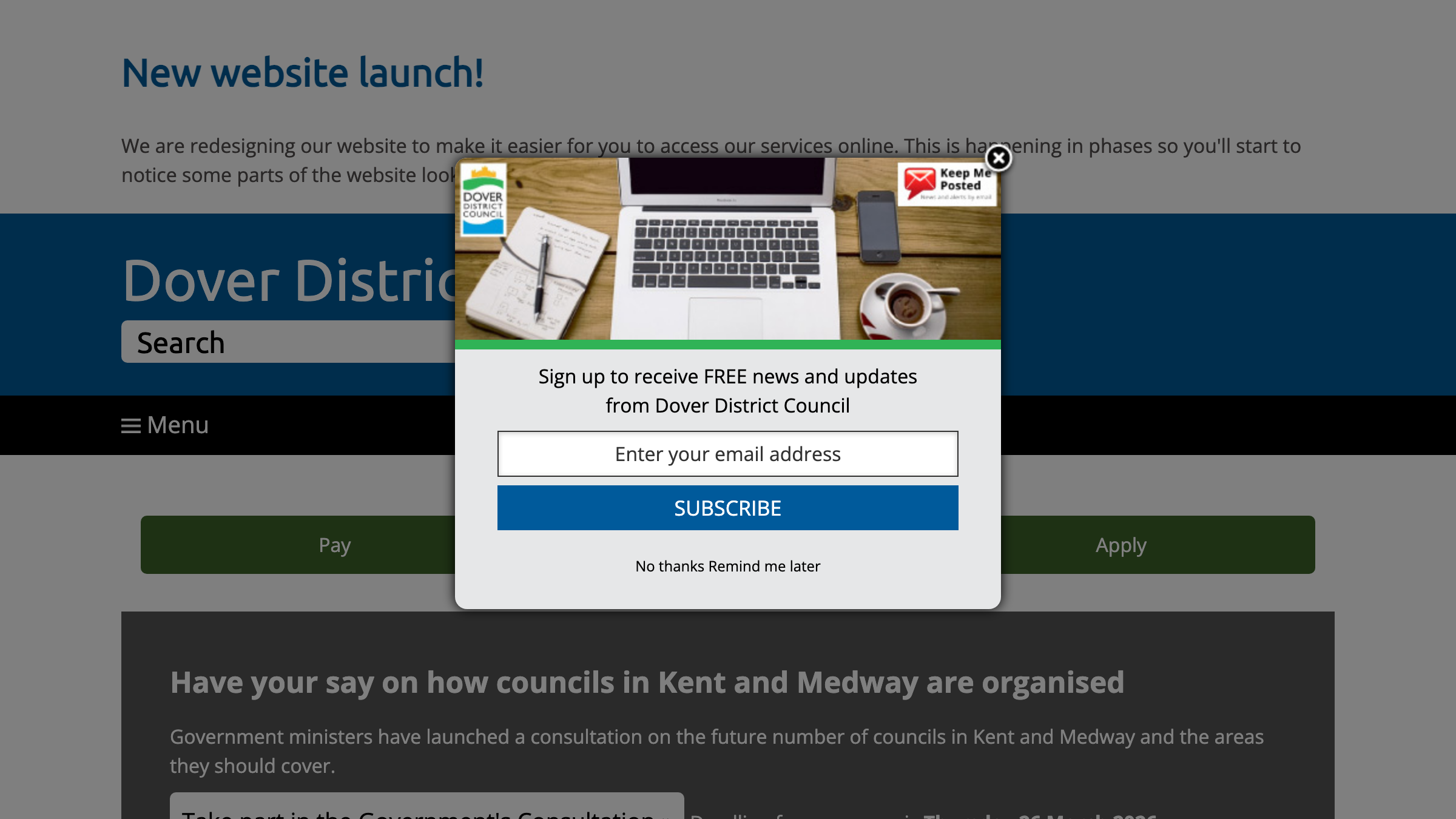 Dover website preview