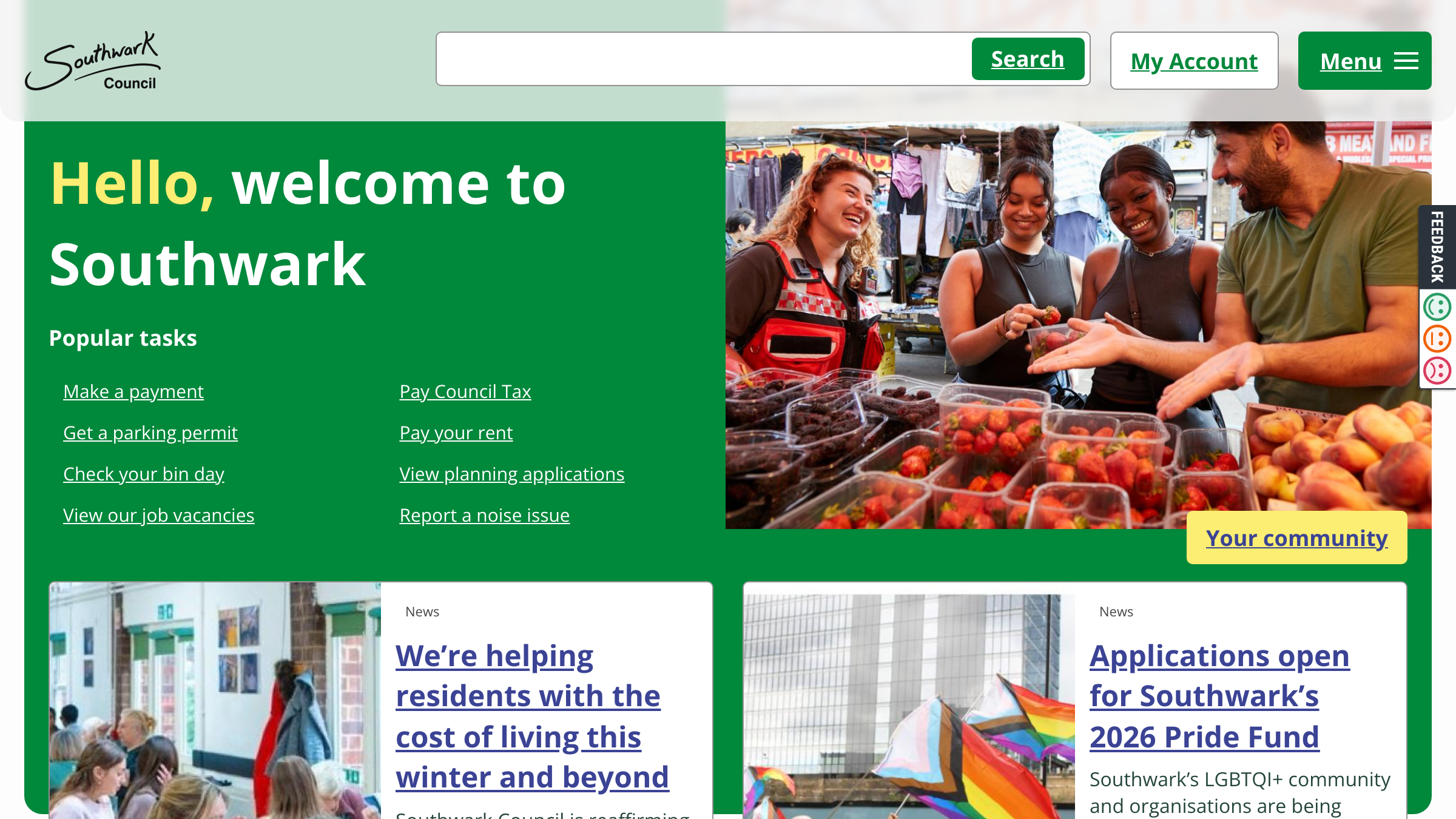 Southwark website preview