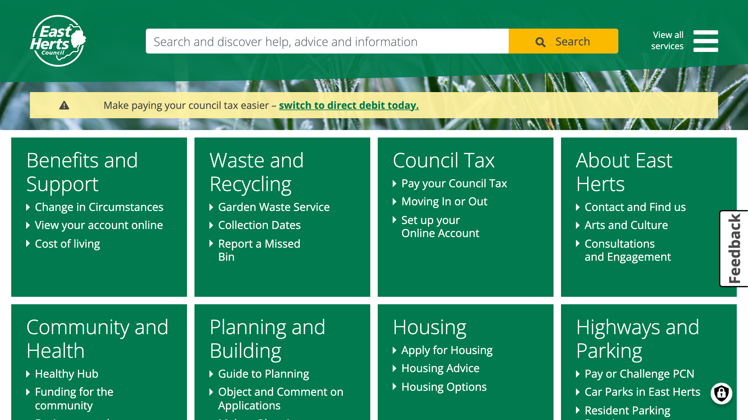 East Hertfordshire website preview