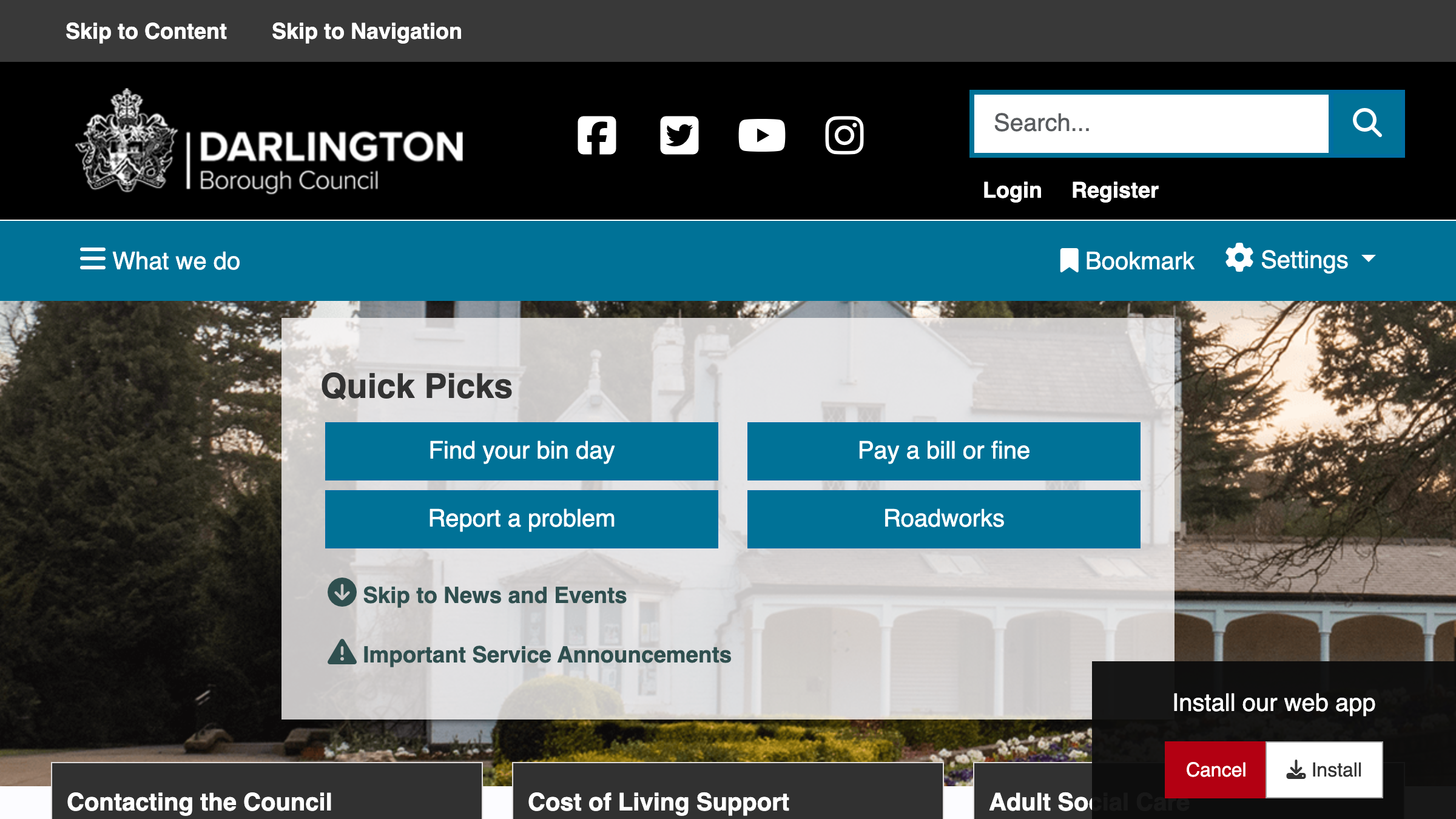 Darlington website preview