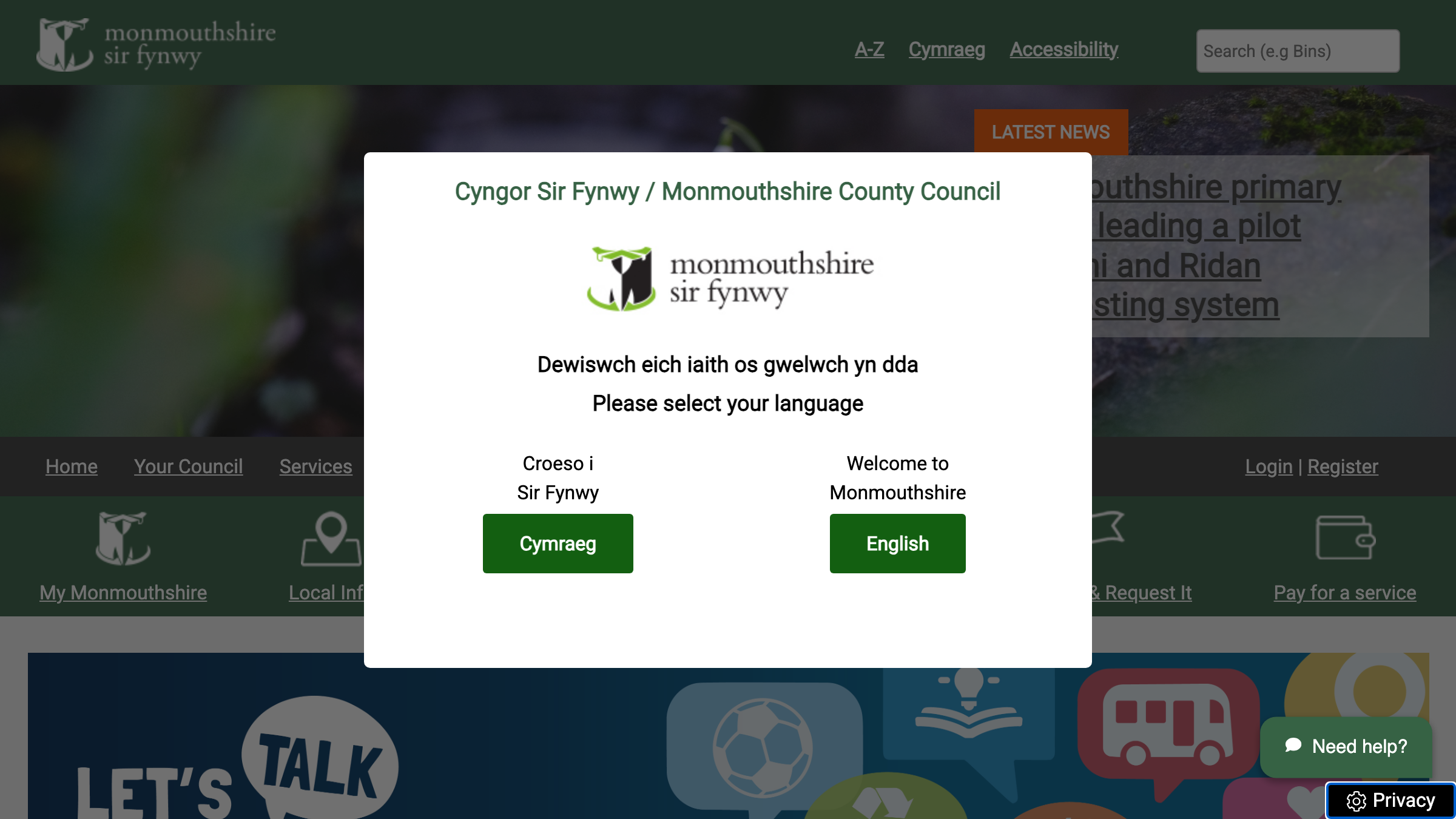 Monmouthshire website preview