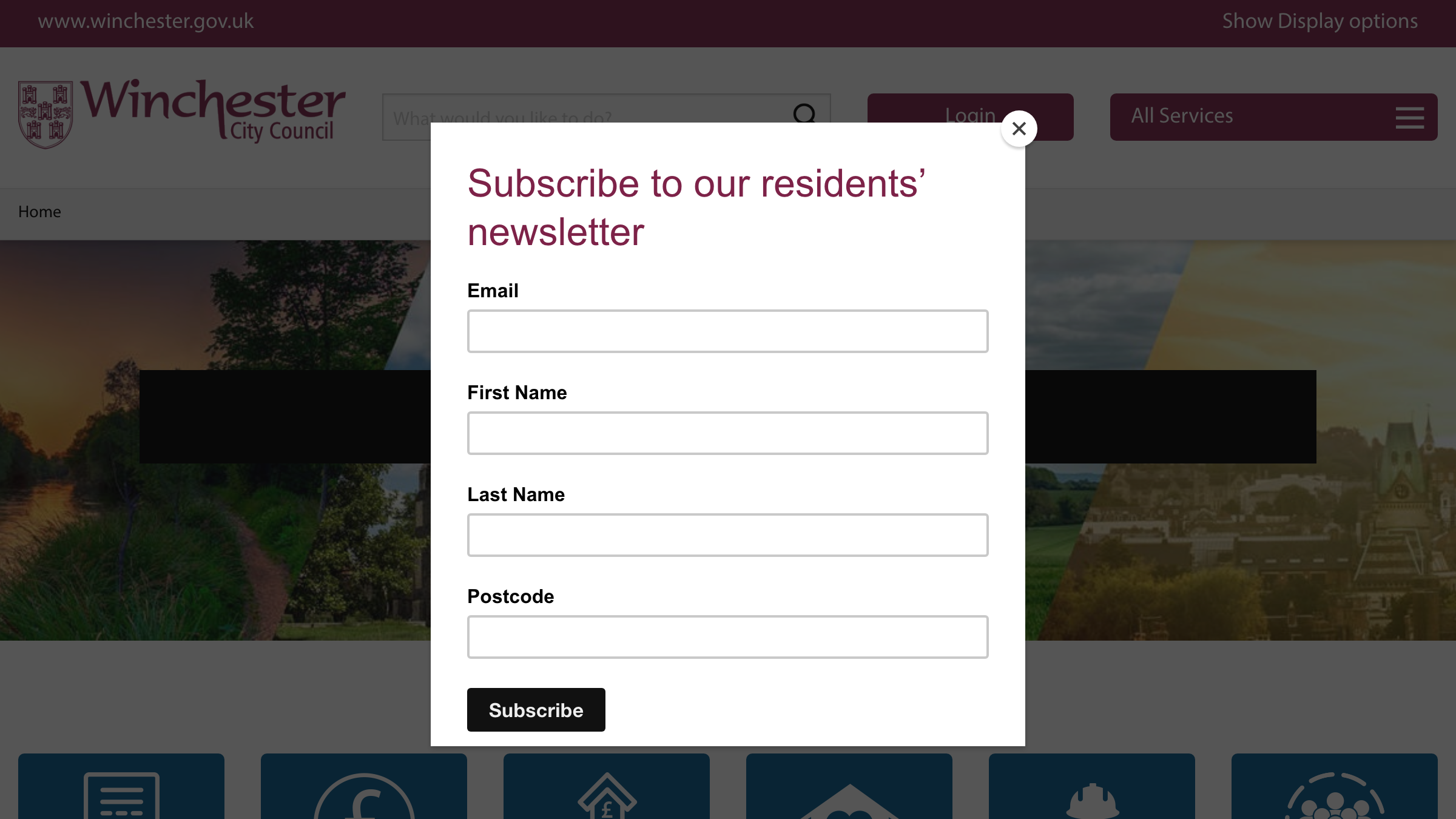 Winchester website preview
