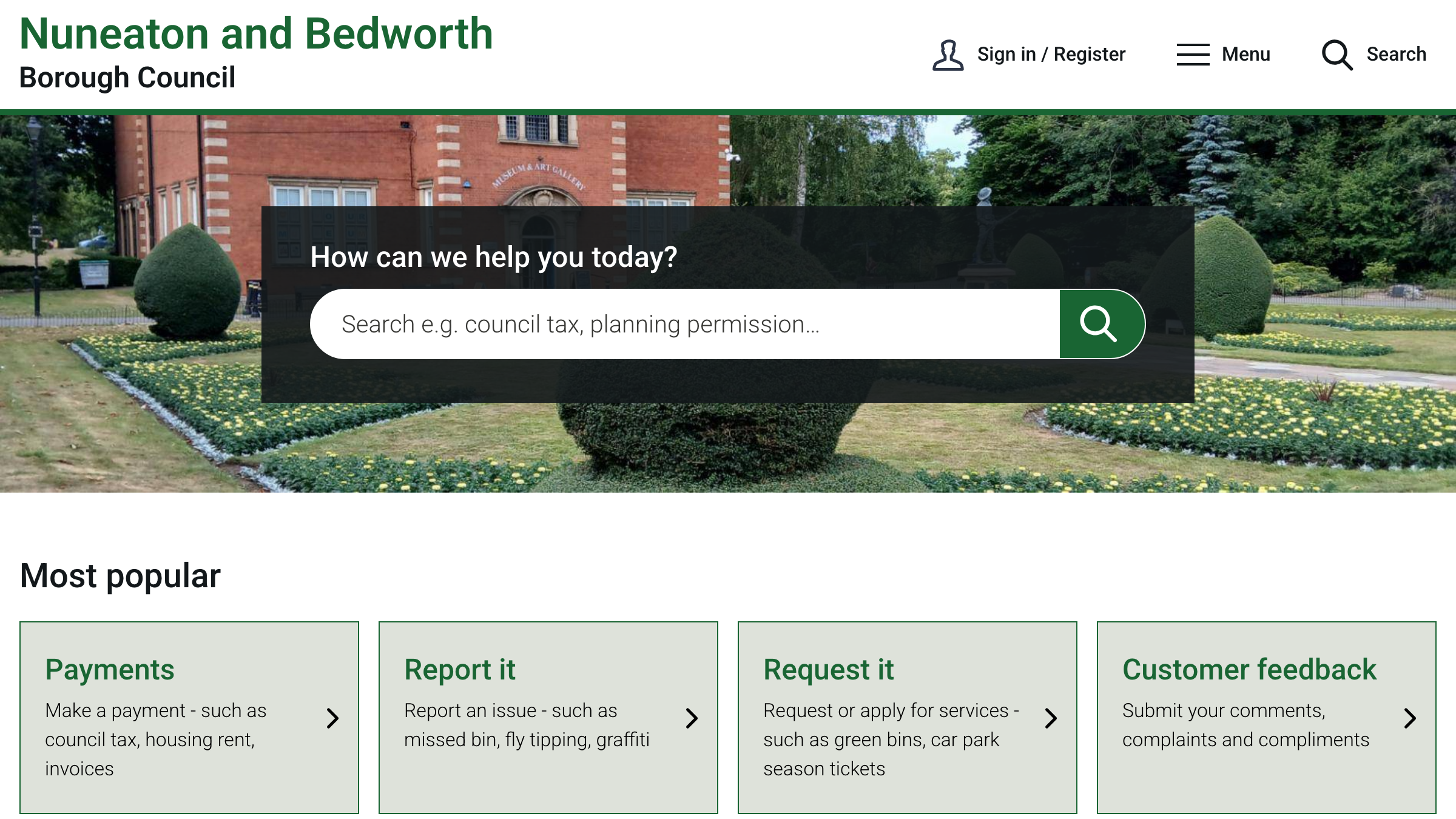 Nuneaton and Bedworth website preview