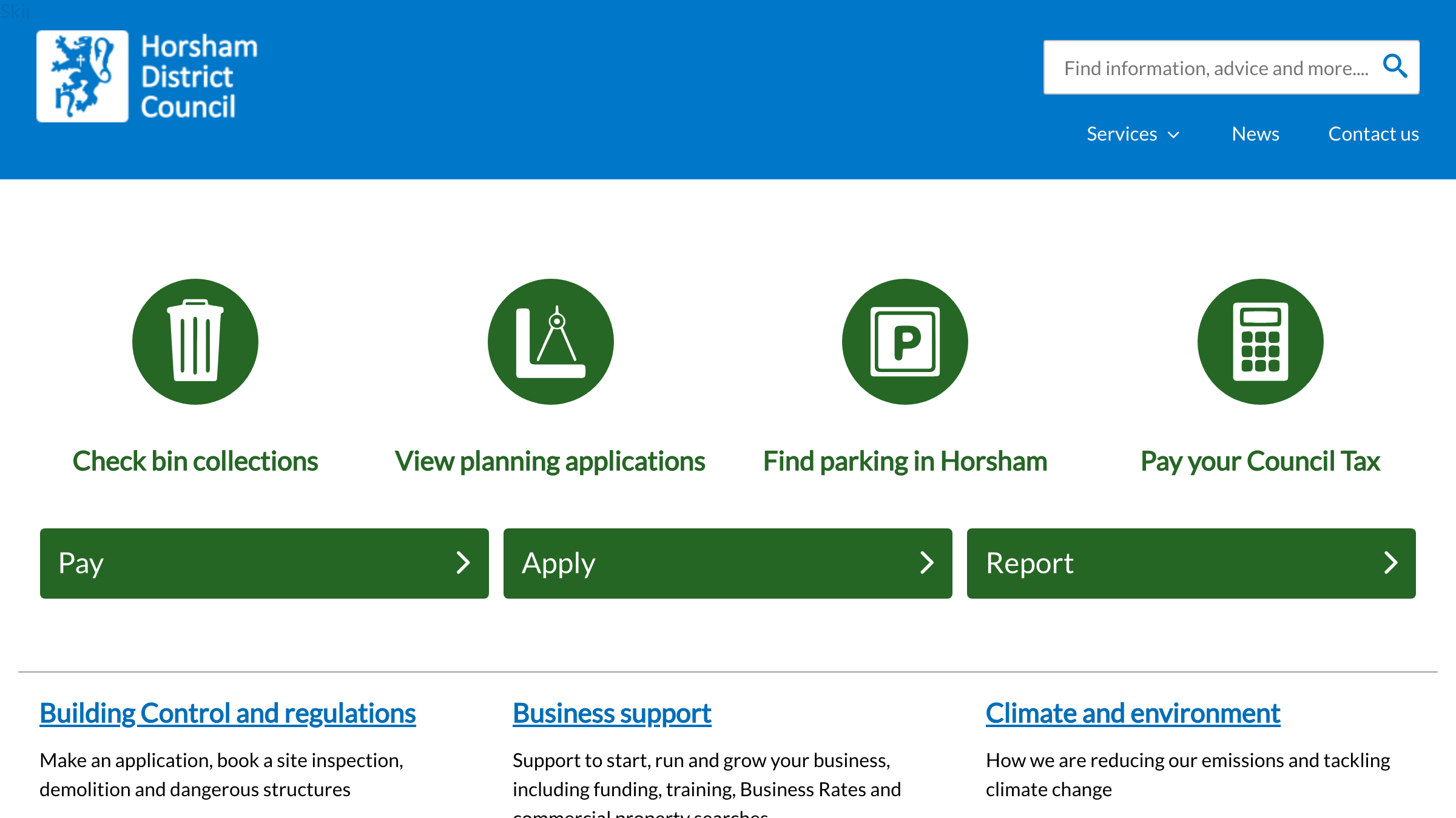 Horsham website preview
