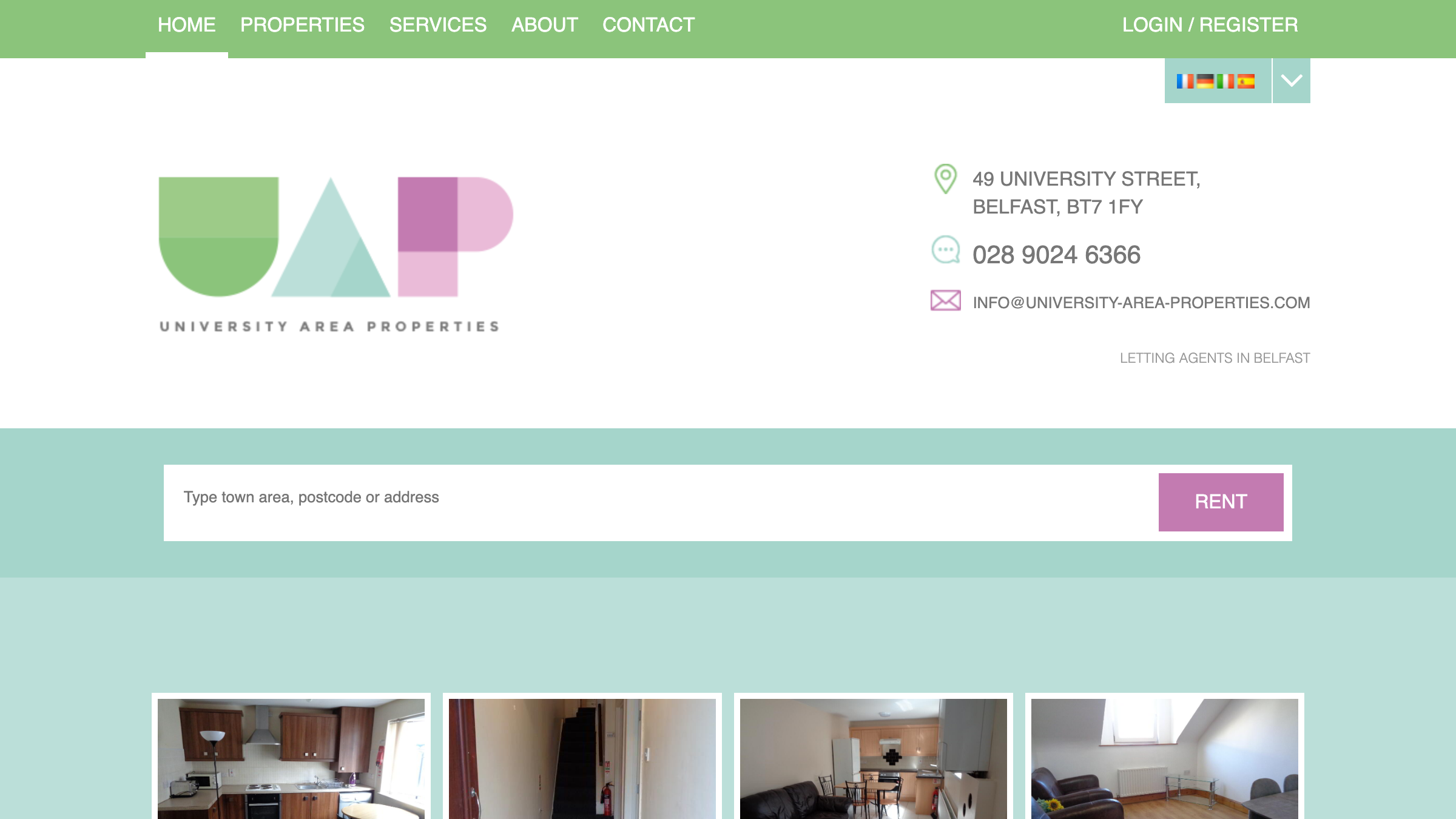 University Area Properties page preview