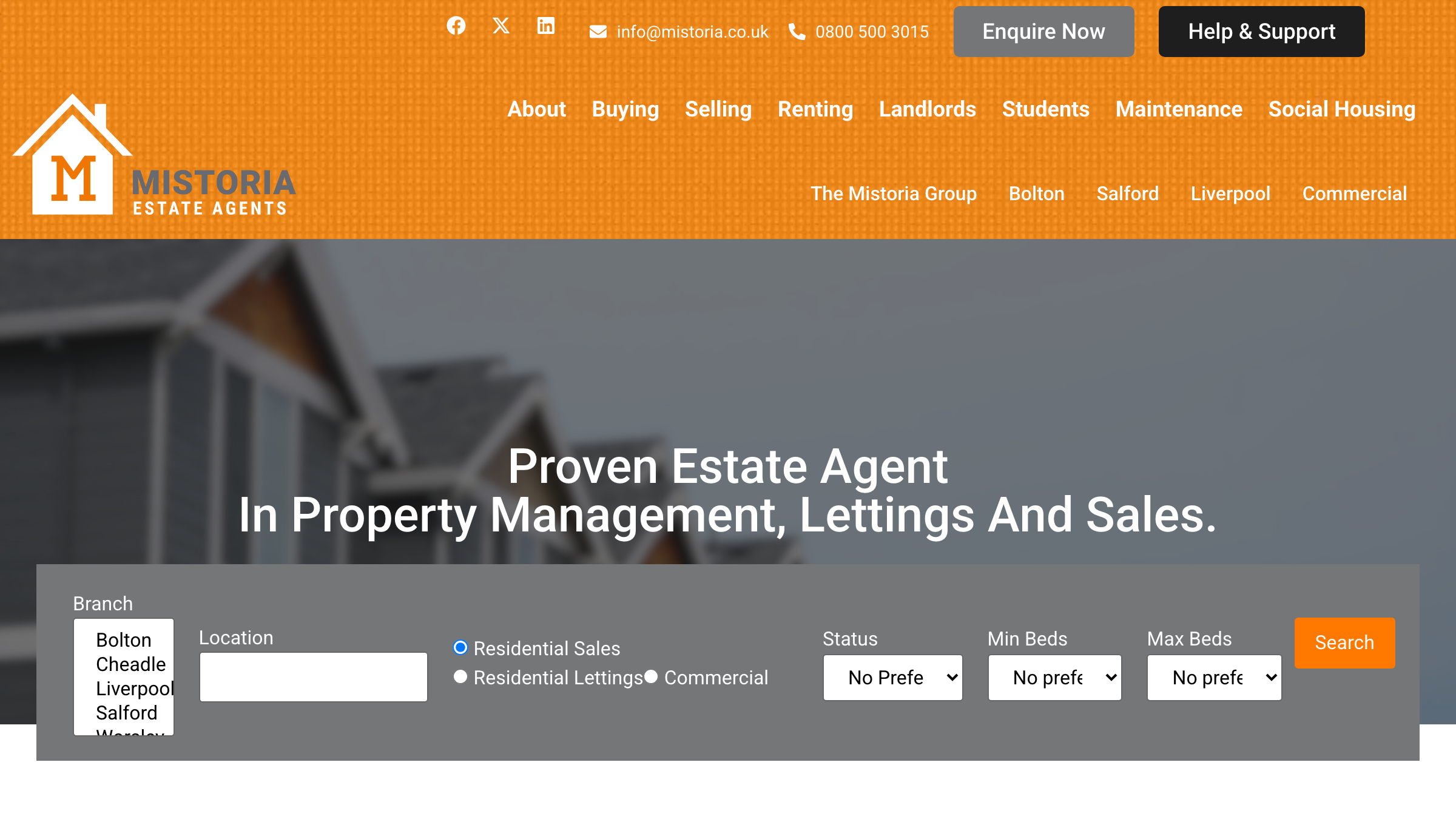 Mistoria Estate Agents page preview