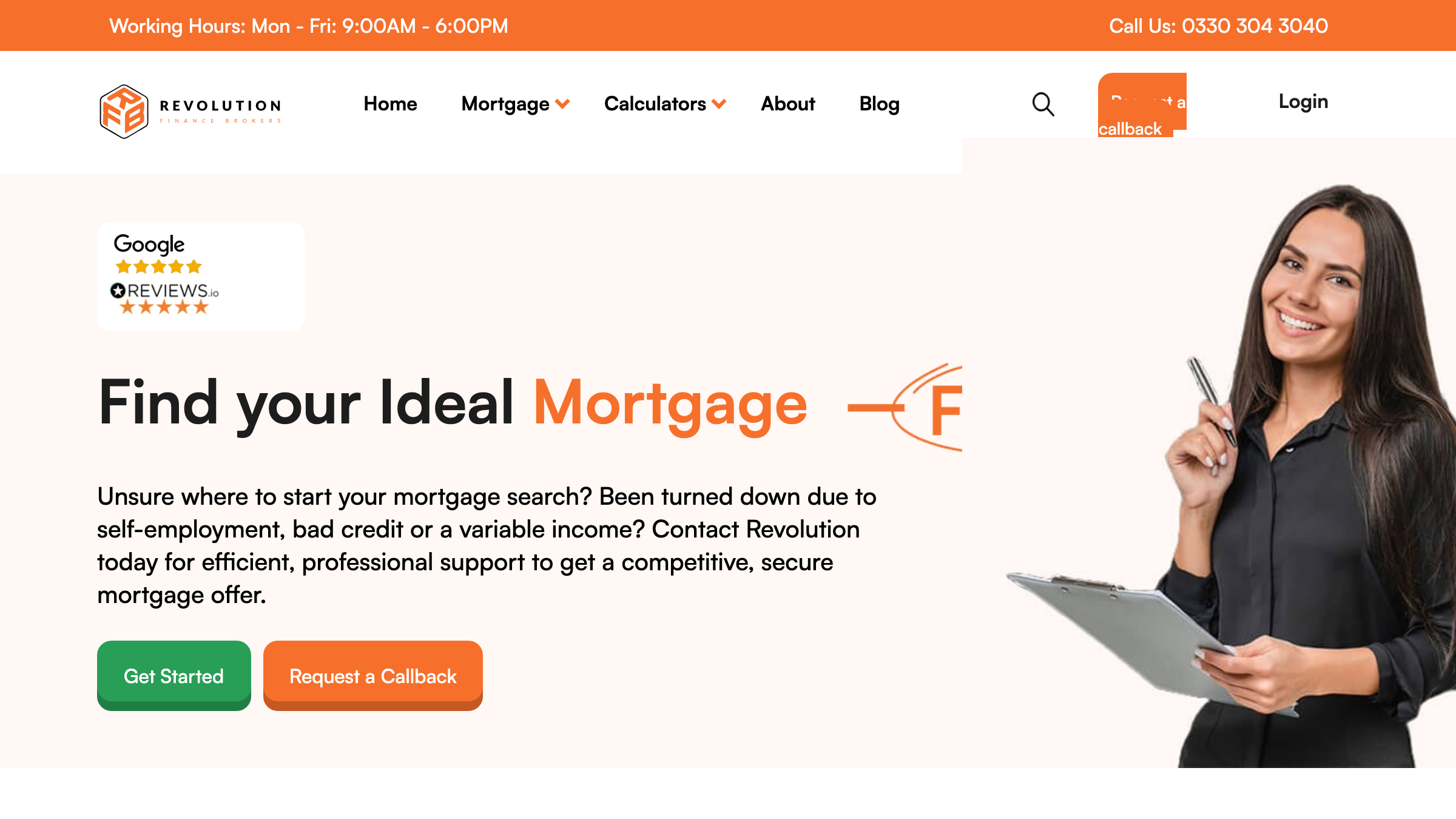 Revolution Finance Brokers page preview