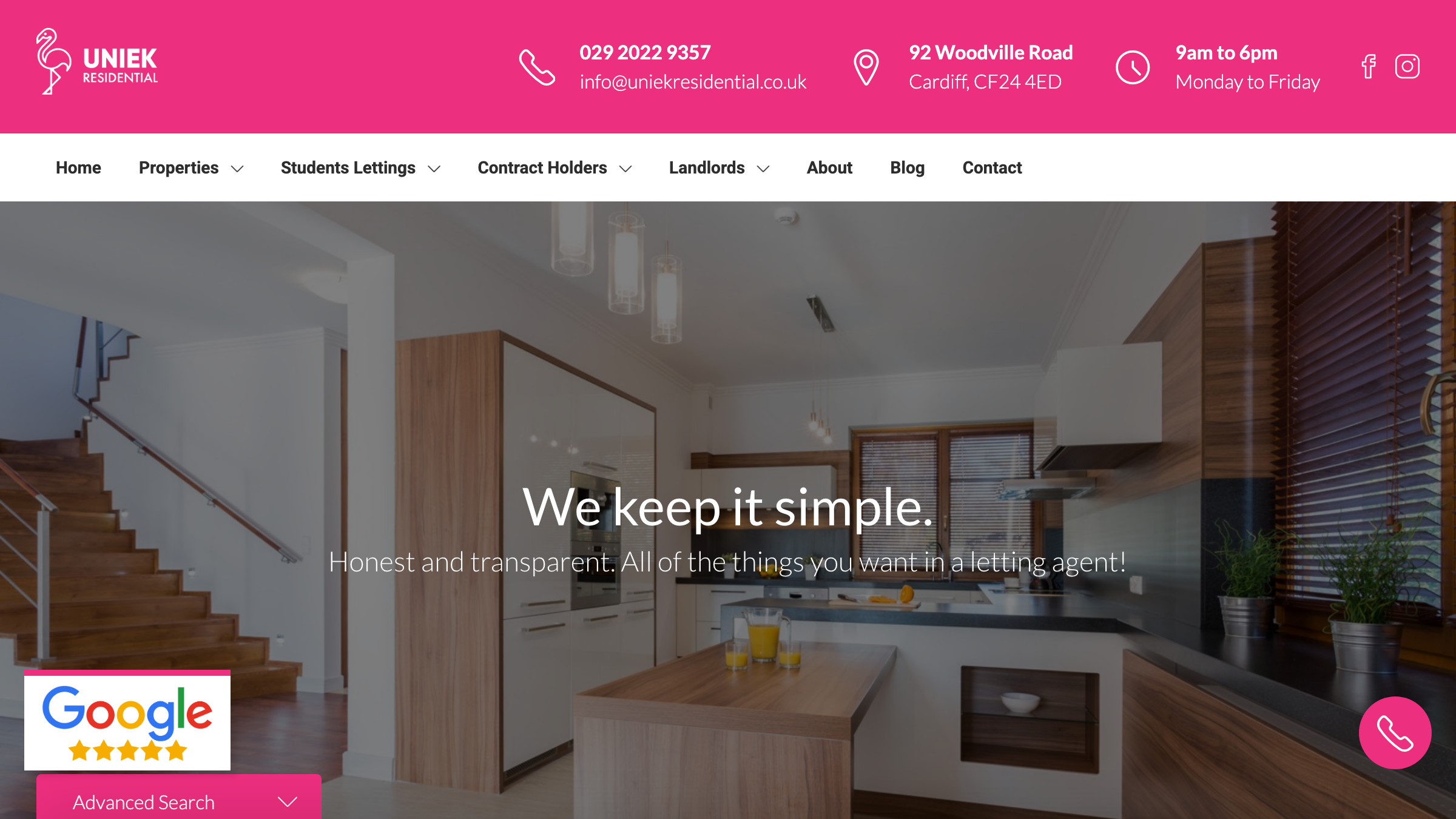 Uniek Residential page preview