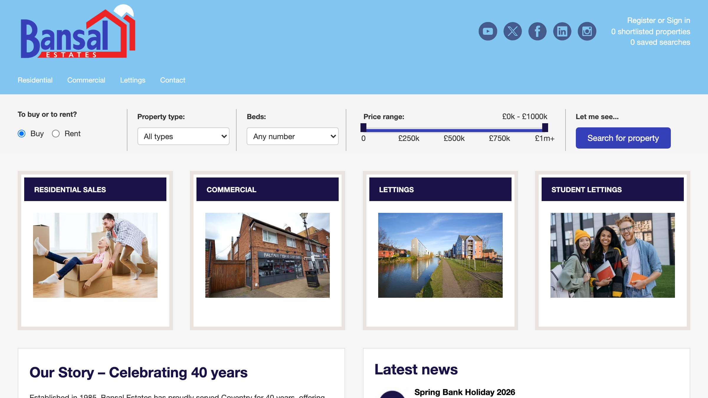 Bansal Estates page preview