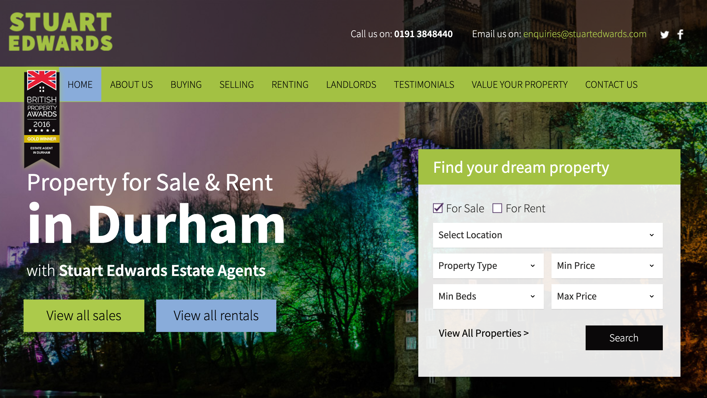 Stuart Edwards Estate Agents page preview