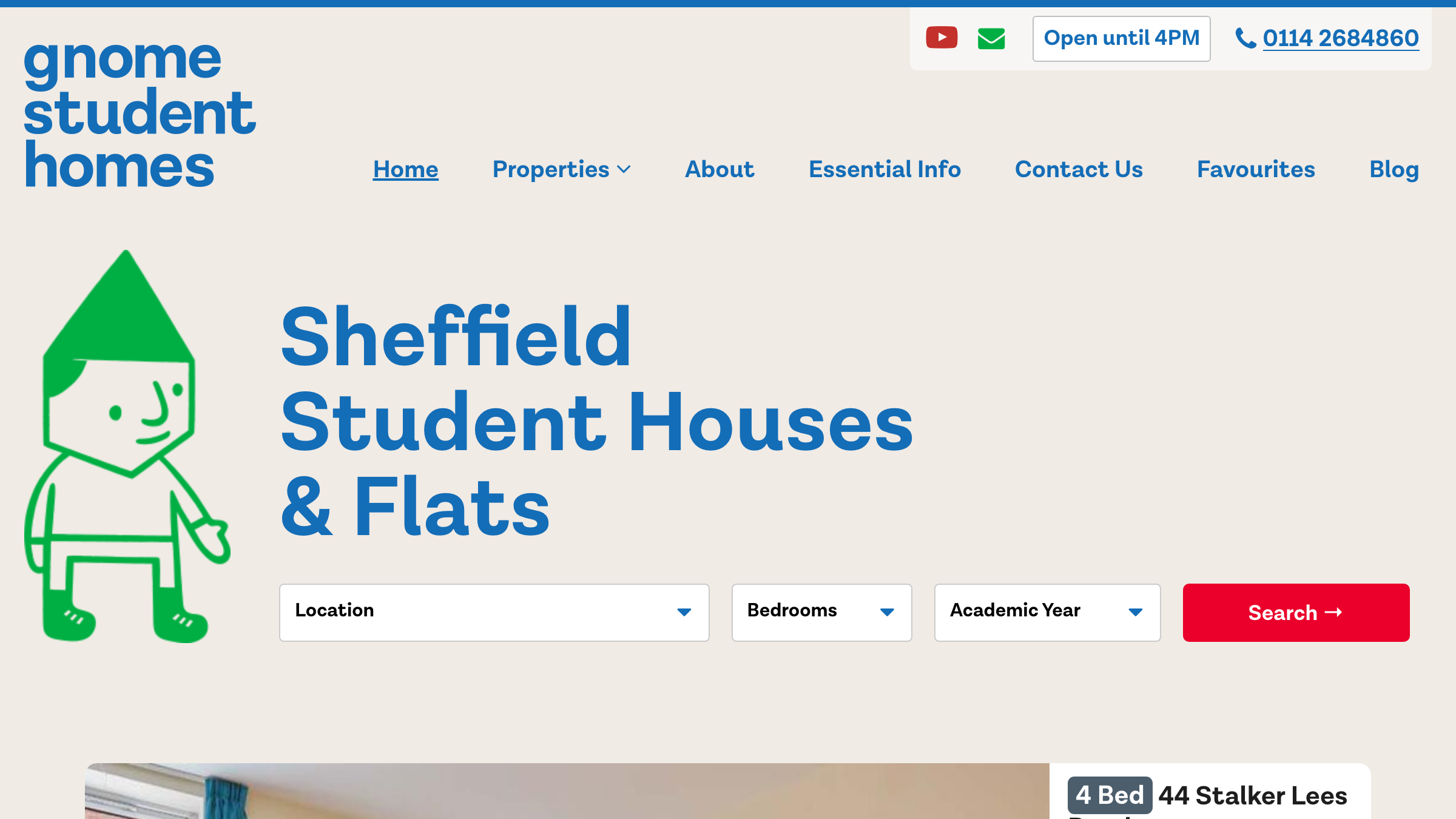 Gnome Student Homes page preview