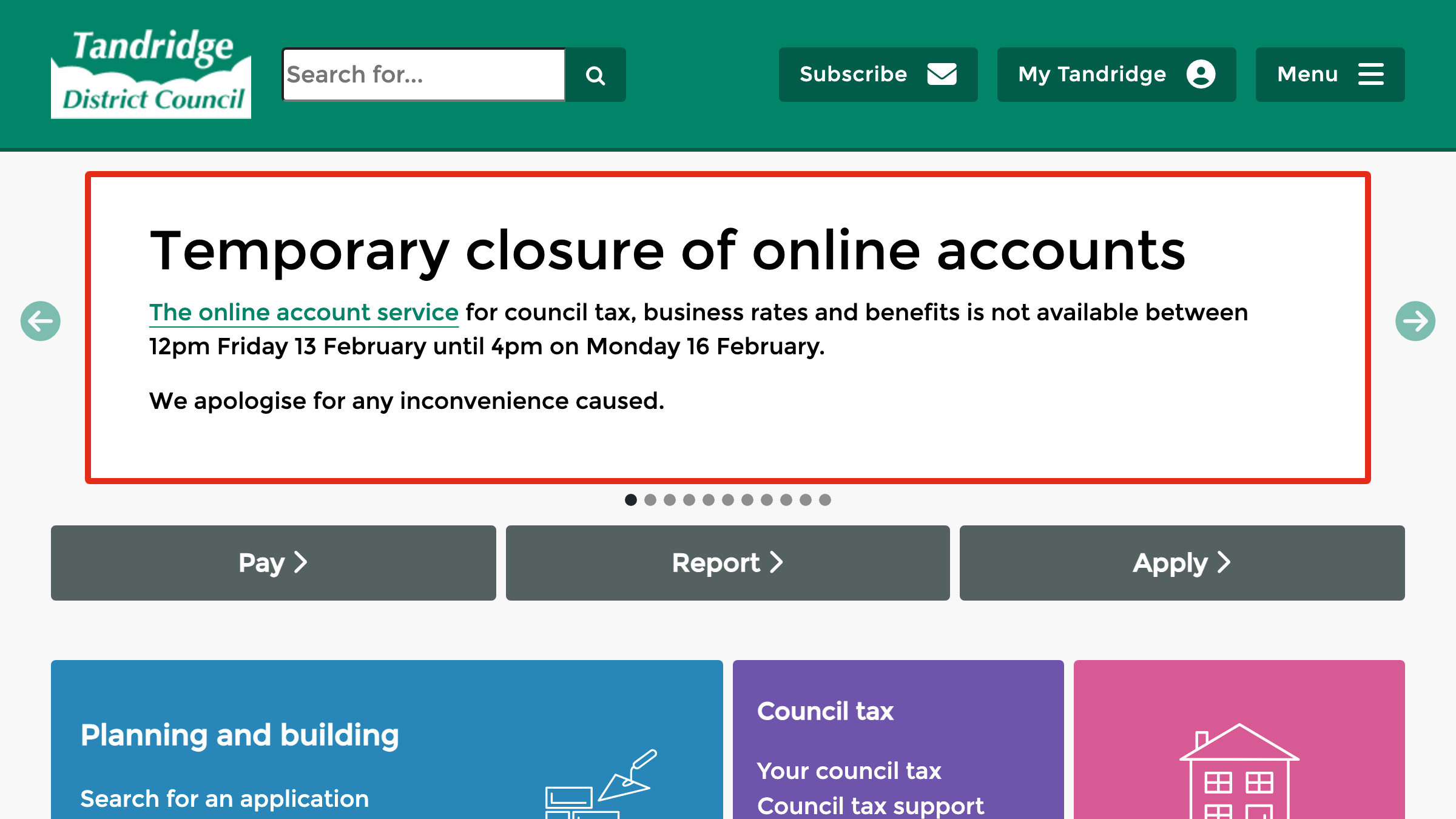 Tandridge website preview