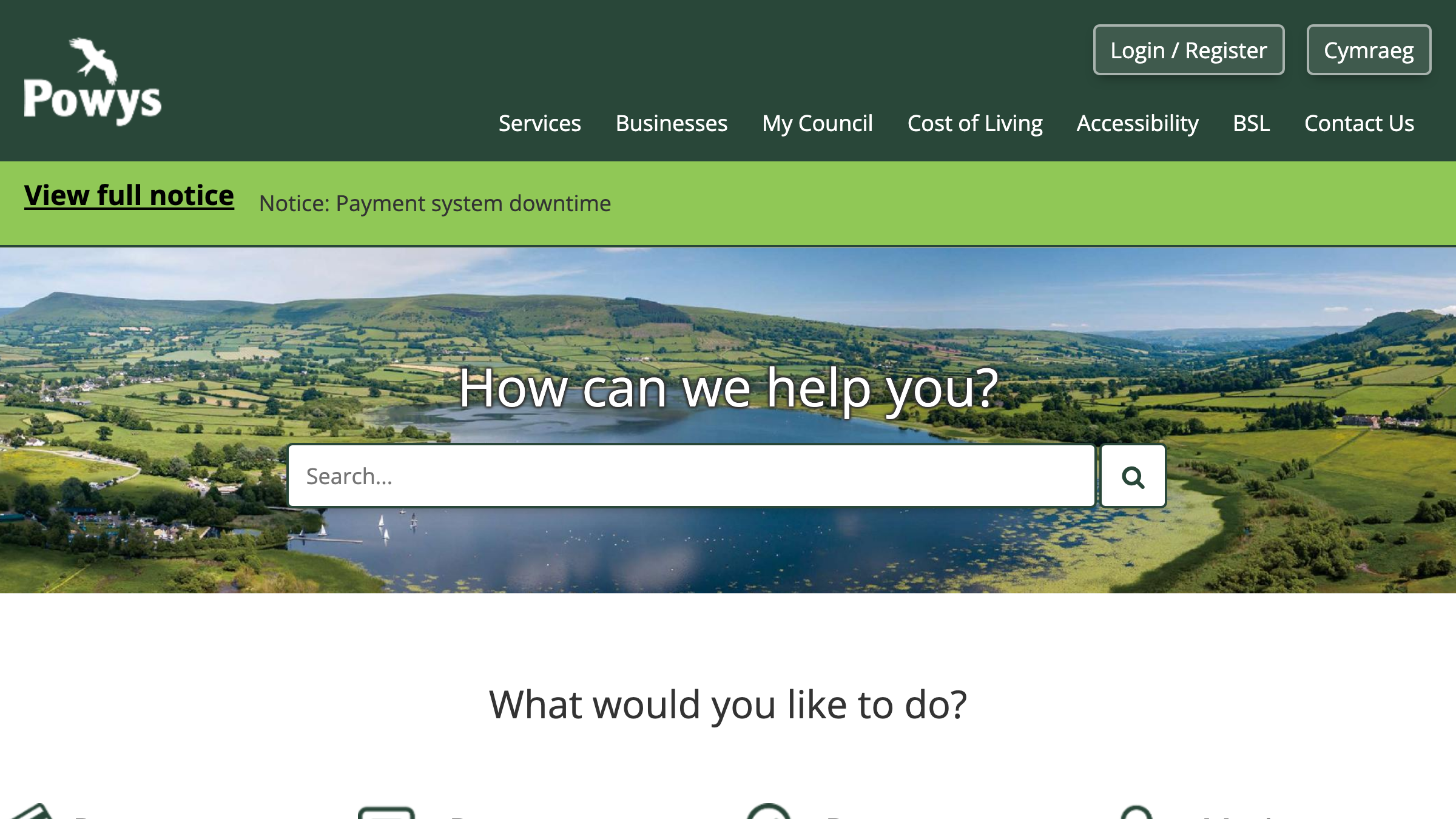Powys website preview