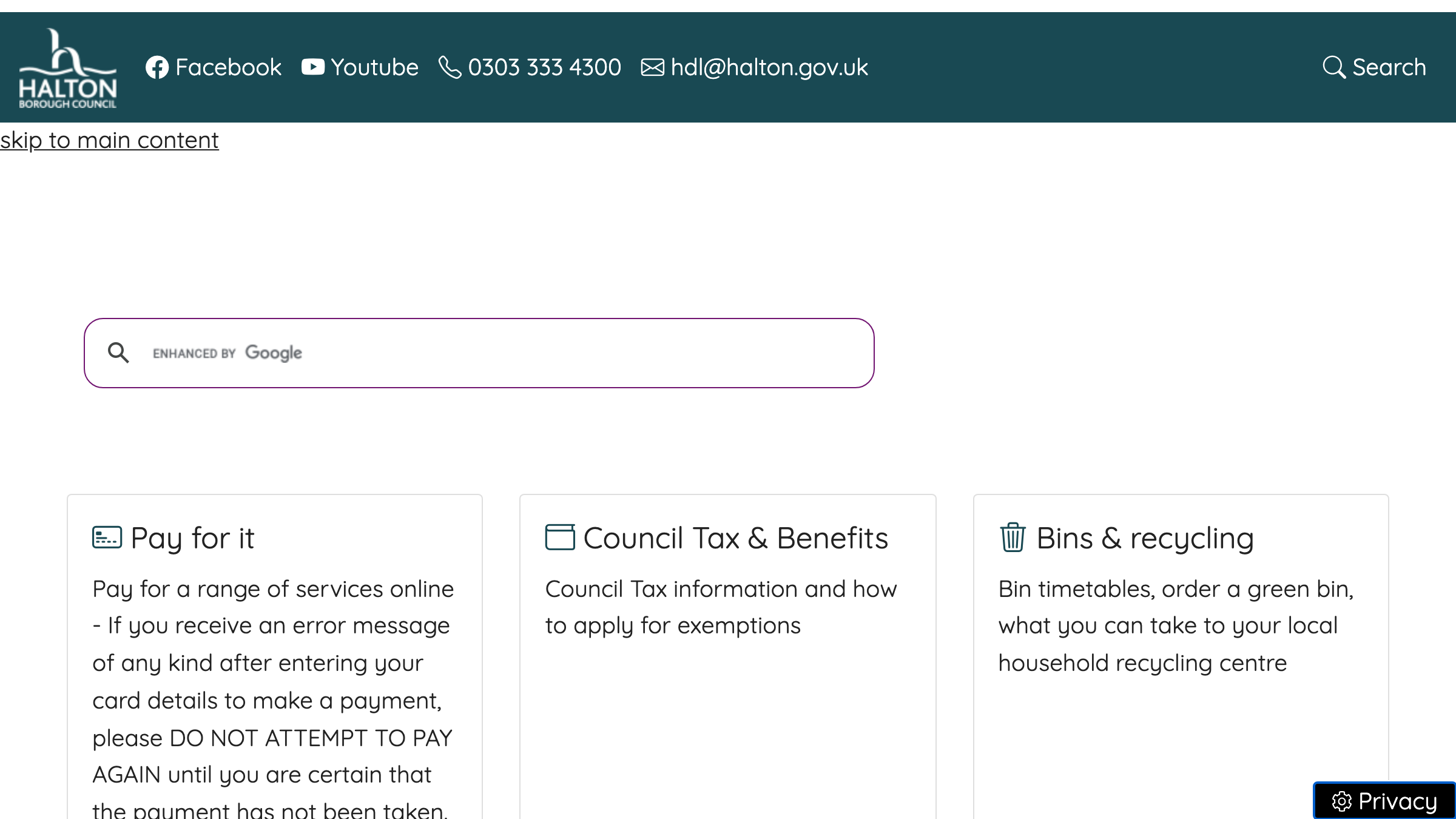 Halton website preview