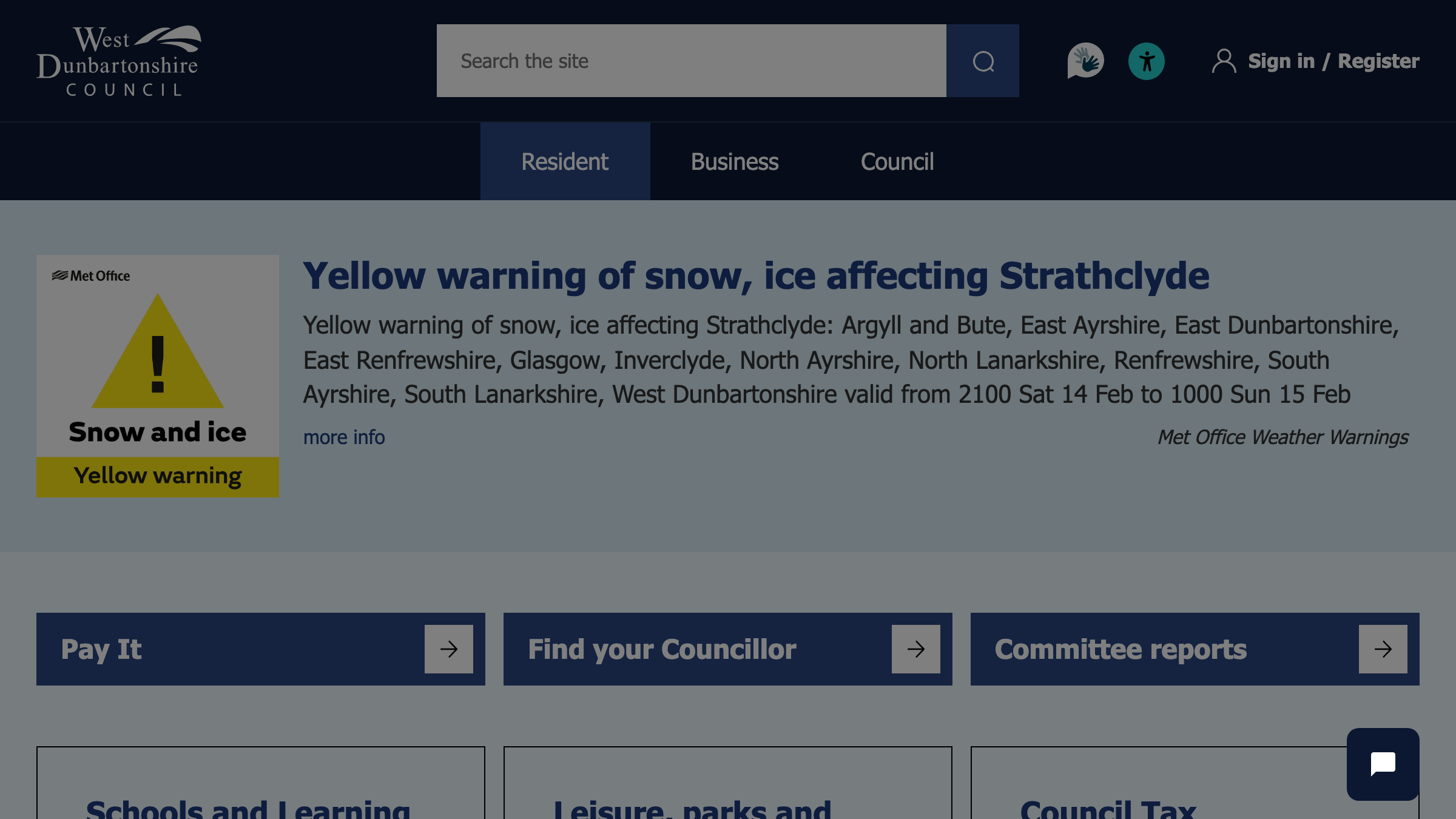 West Dunbartonshire website preview