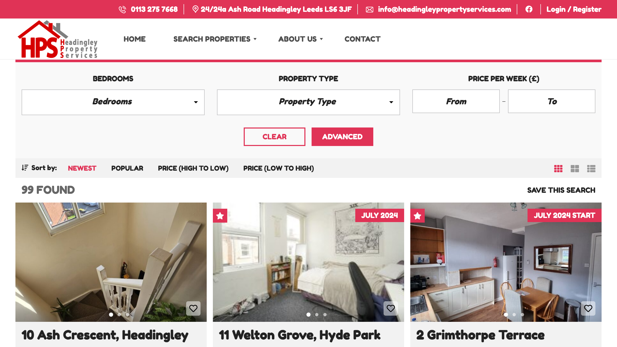 Headingley Property Services page preview