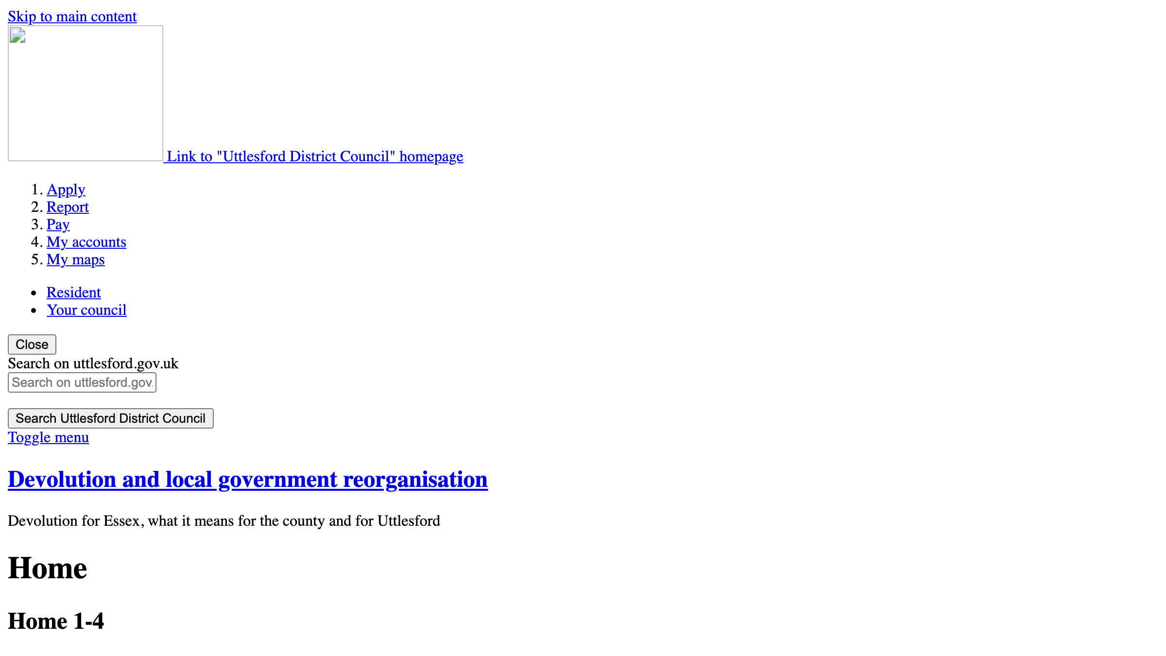 Uttlesford website preview