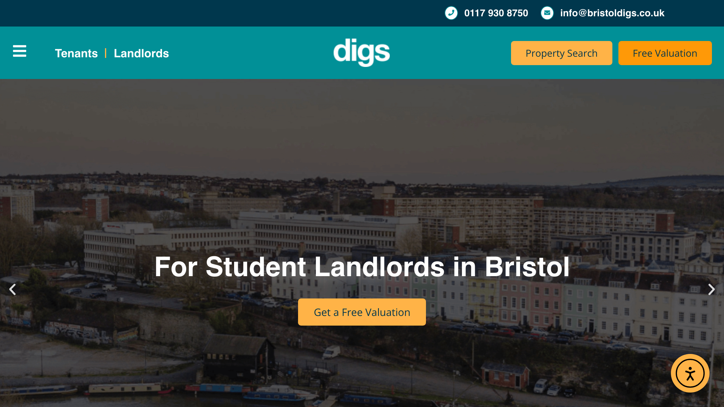 Bristol Digs page preview