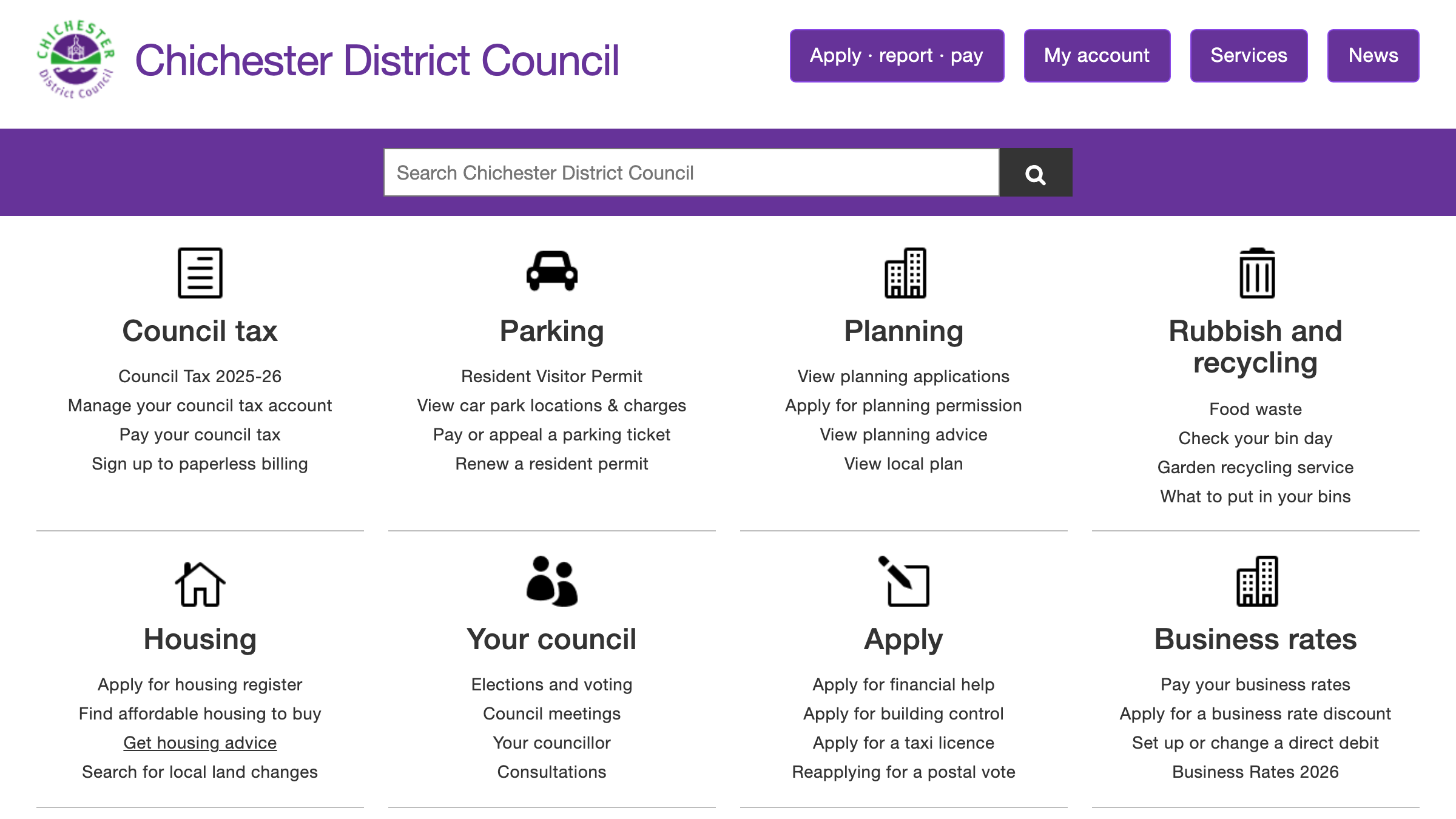 Chichester website preview