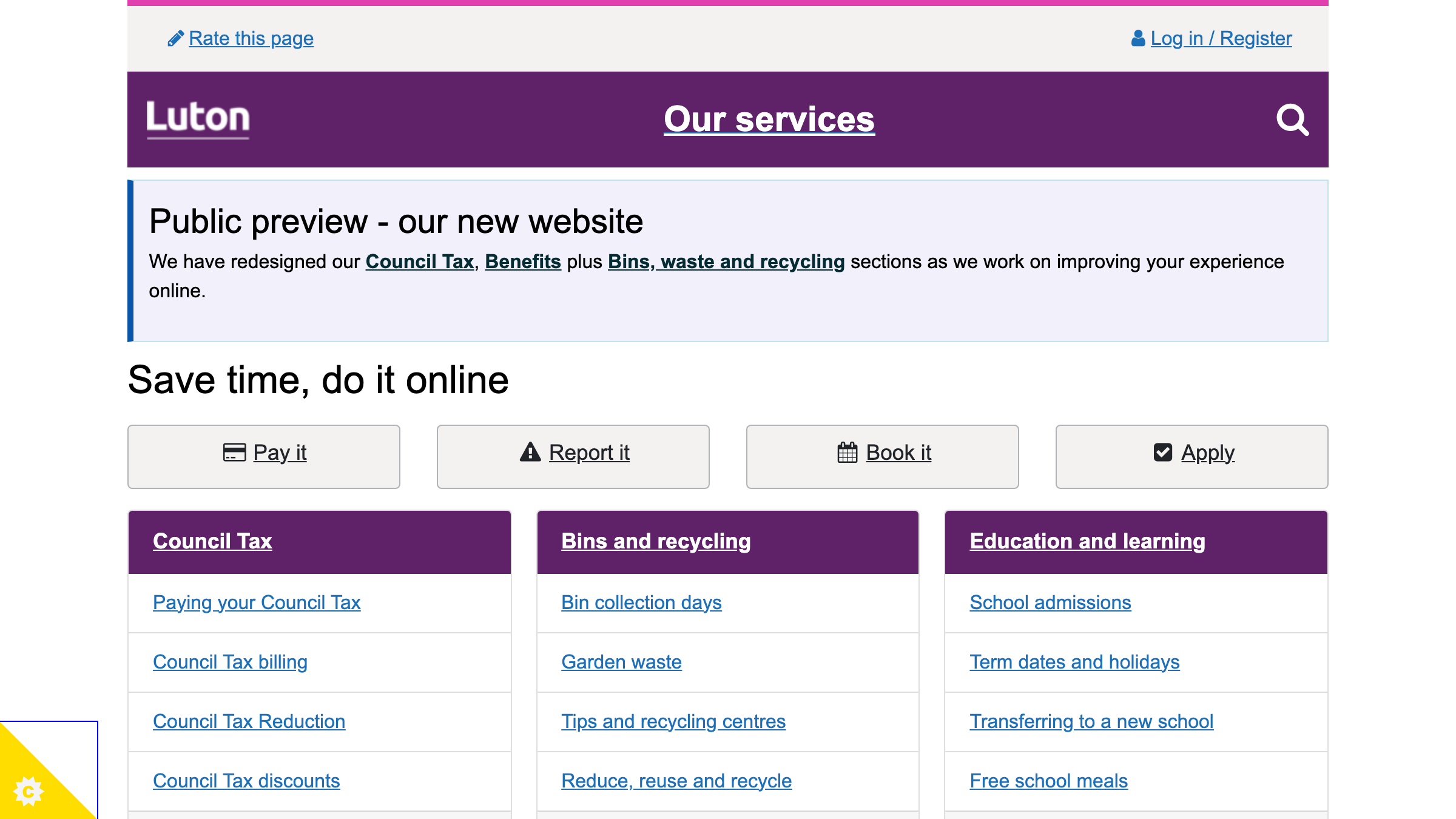Luton website preview