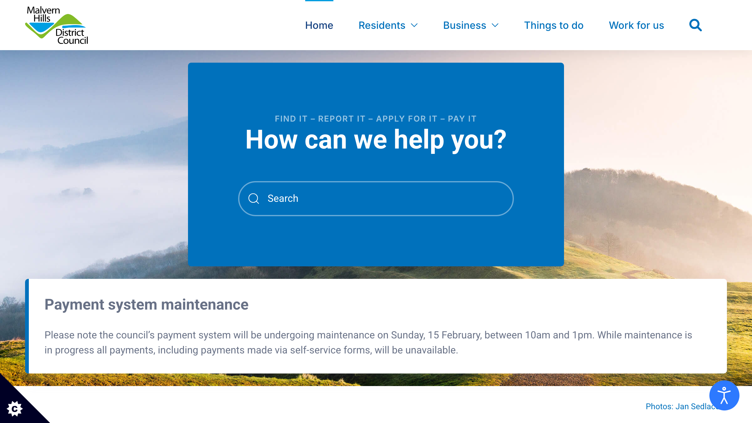 Malvern Hills website preview
