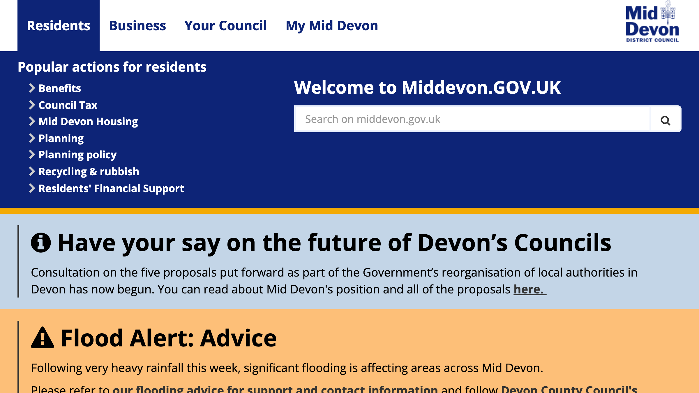 Mid Devon website preview