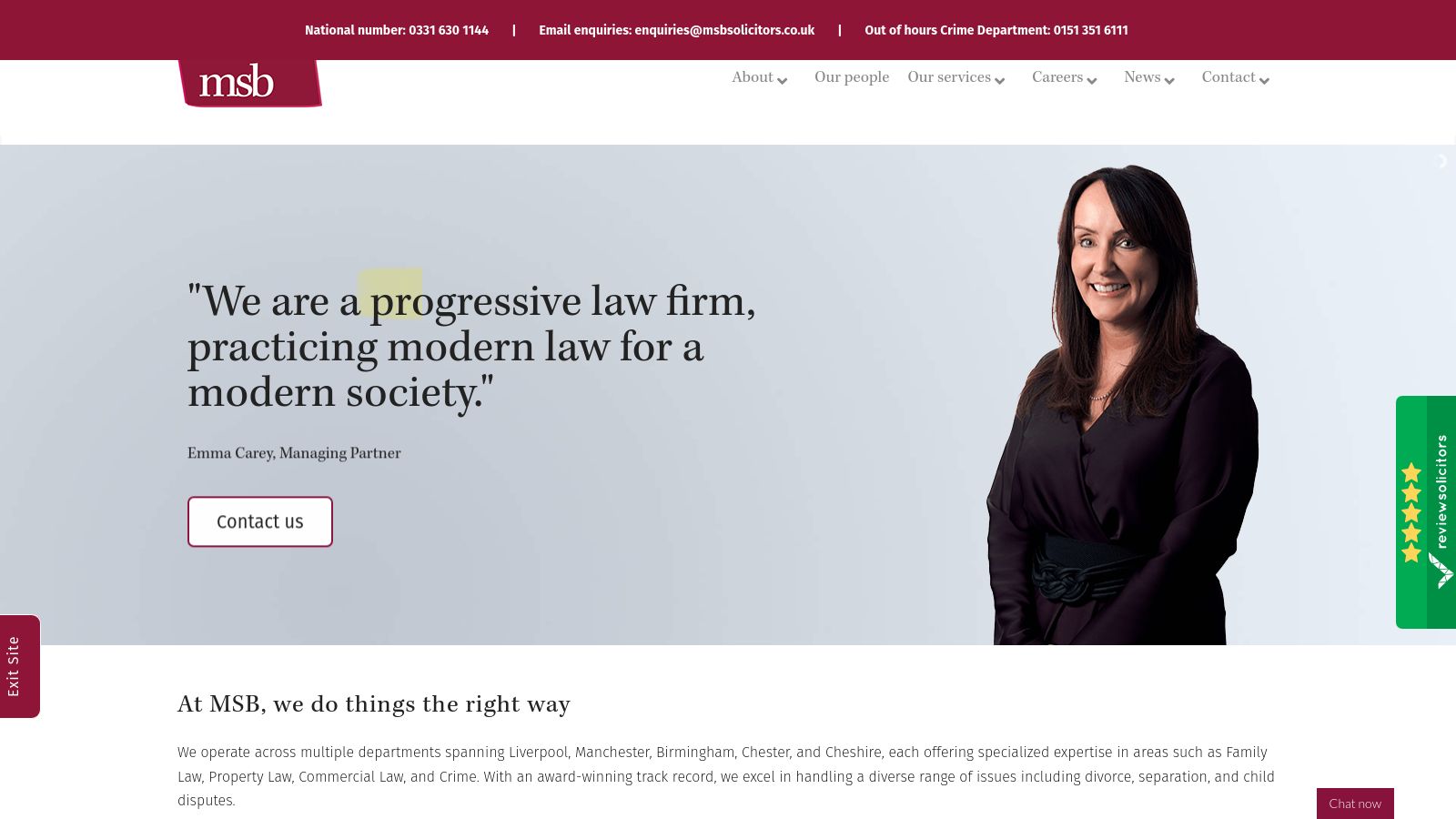 MSB Solicitors page preview