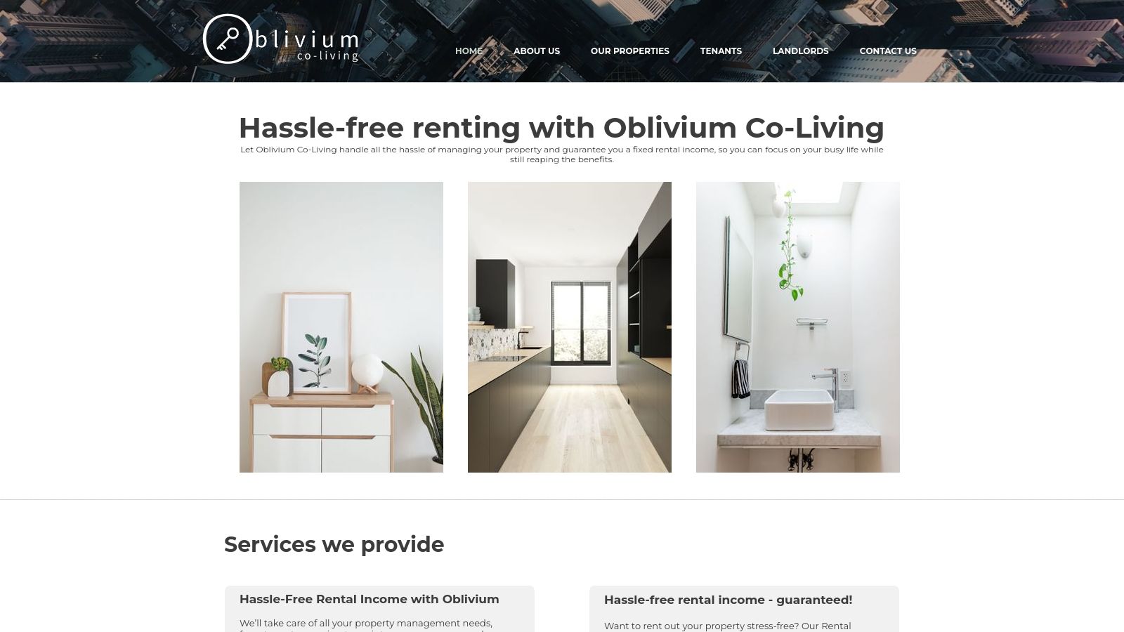 Oblivium Coliving page preview