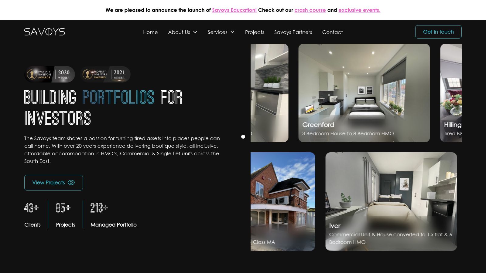 Savoys Properties page preview