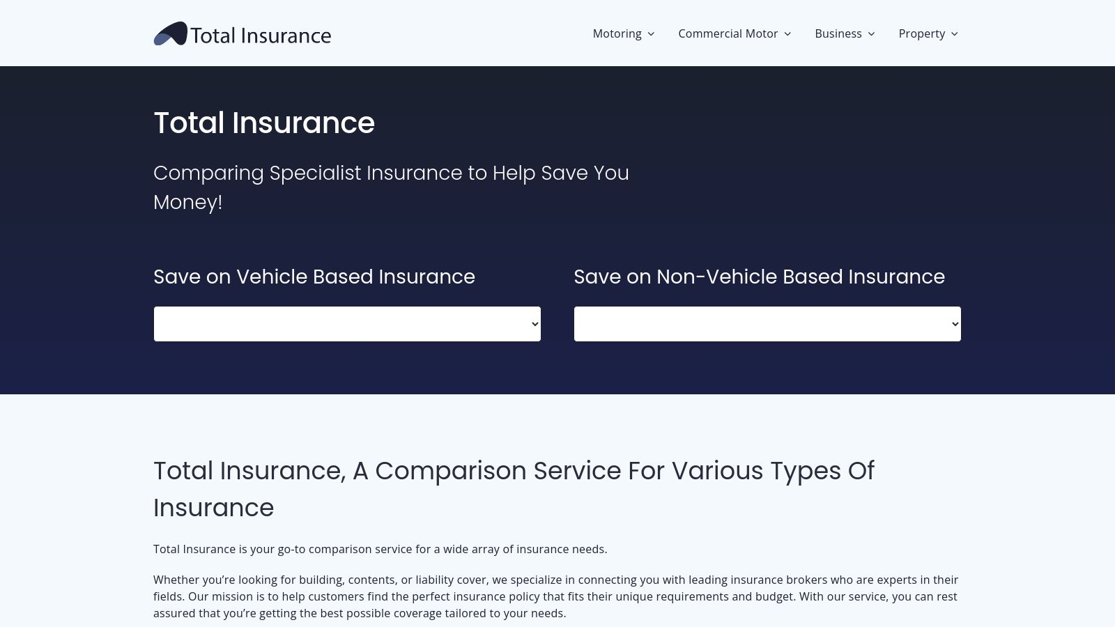 Total Insurance page preview