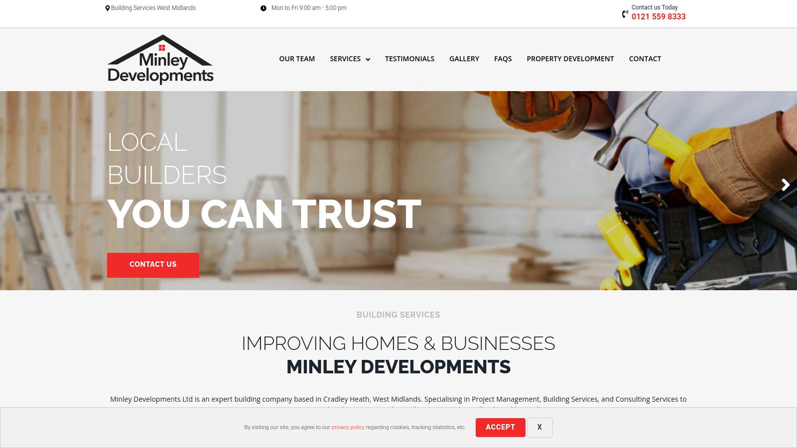 Minley Developments page preview