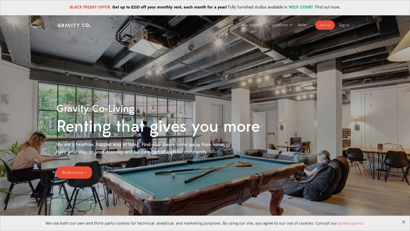 Gravity Co-Living page preview
