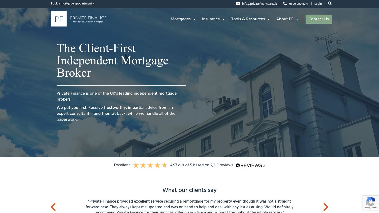 Private Finance page preview