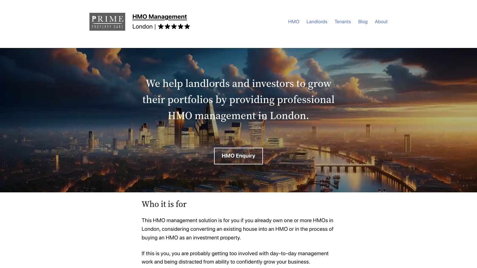 Prime Property Care page preview