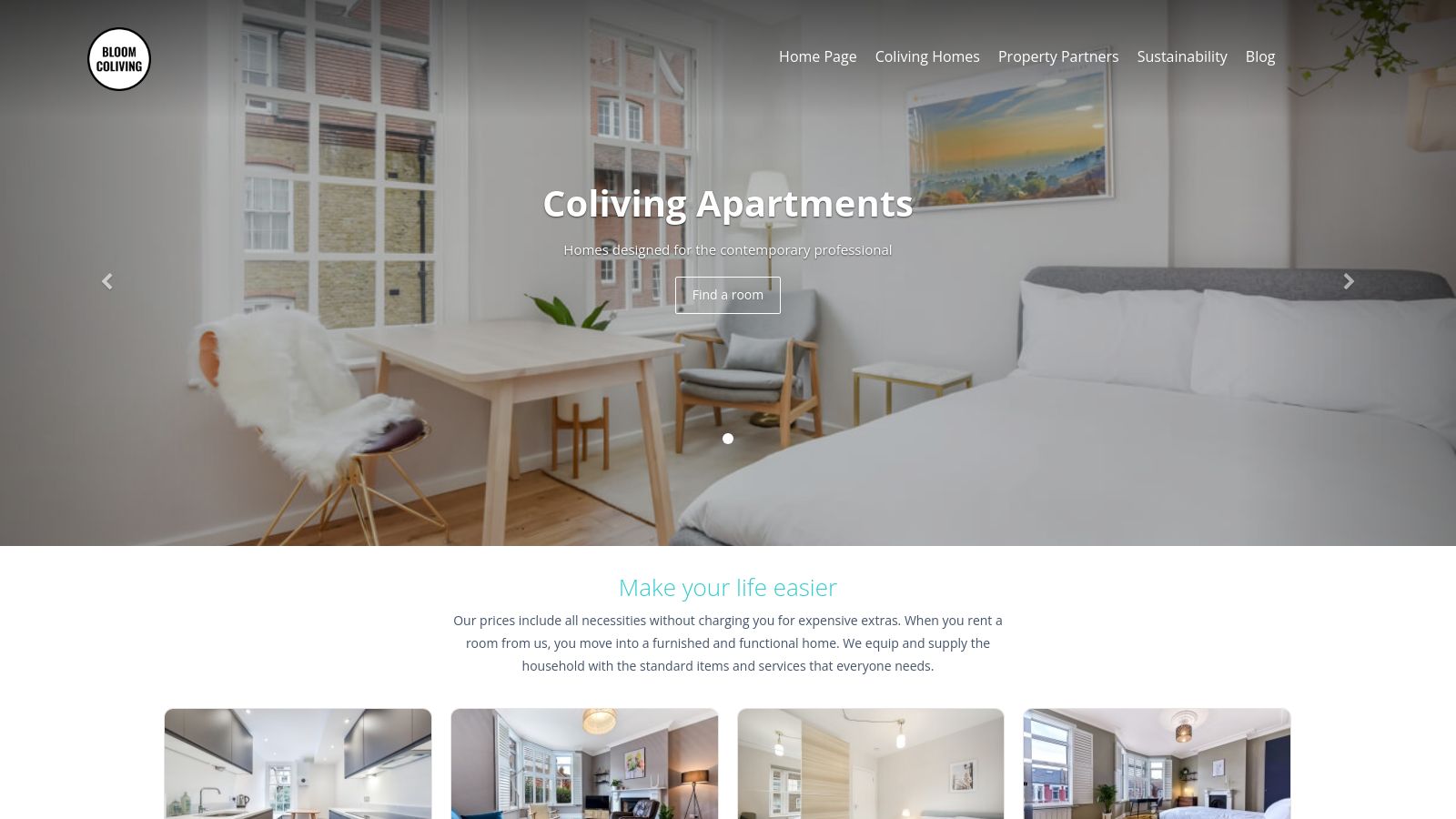 Bloom Coliving page preview