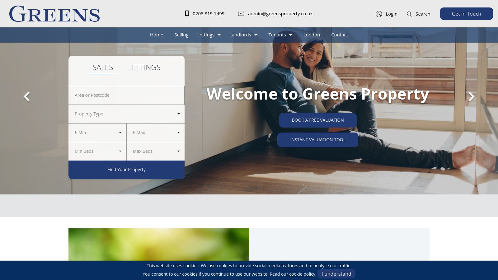 Greens Lettings page preview