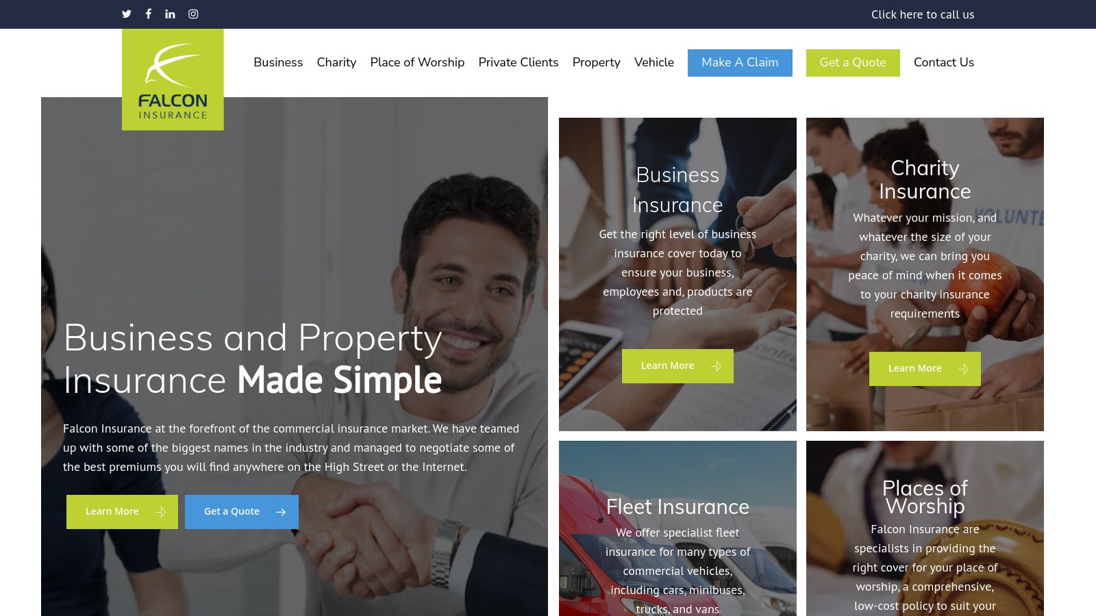 Falcon Insurance page preview