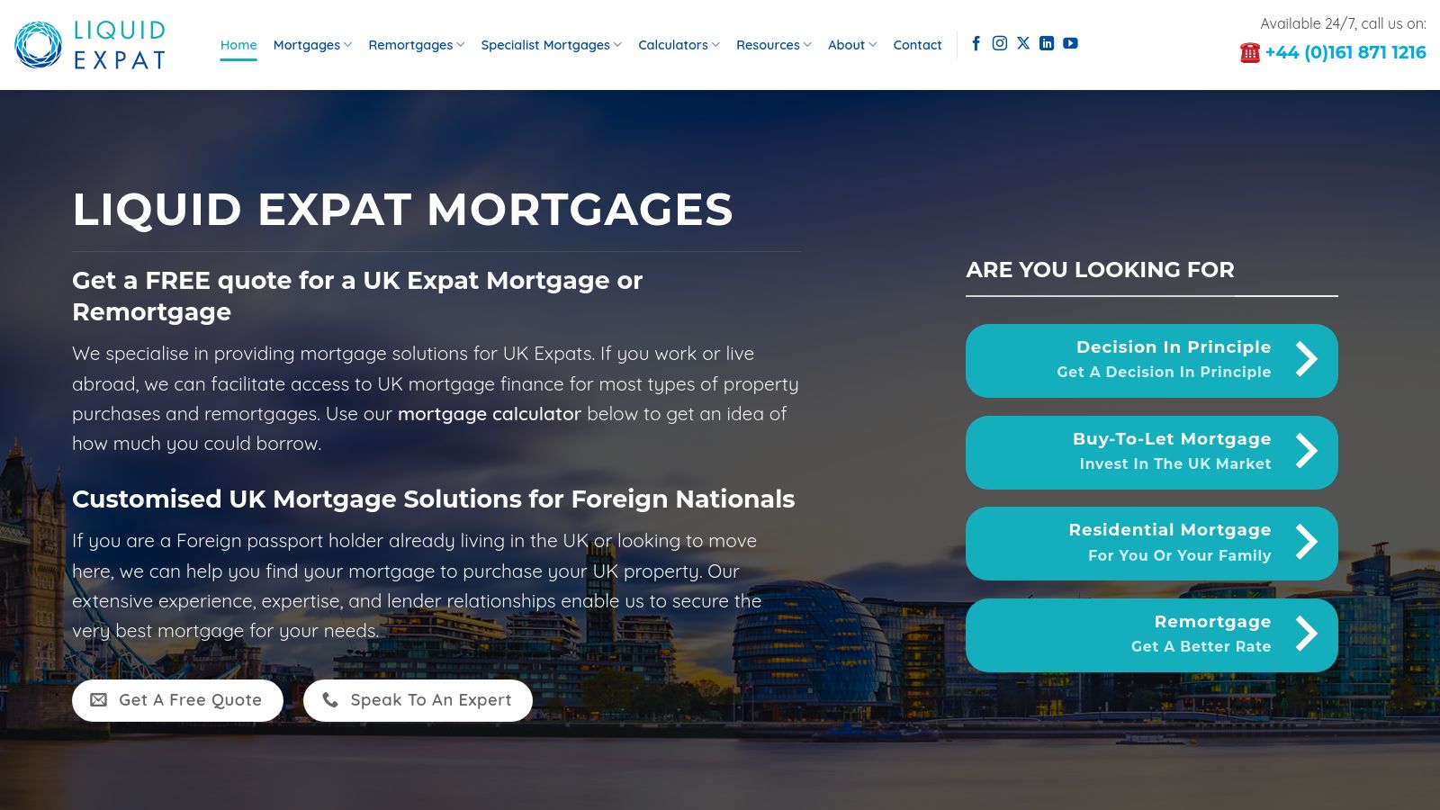 Liquid Expat Mortgages page preview