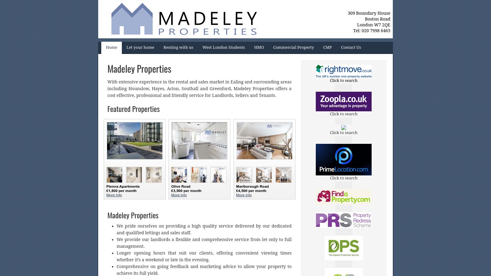 Madeley Properties page preview