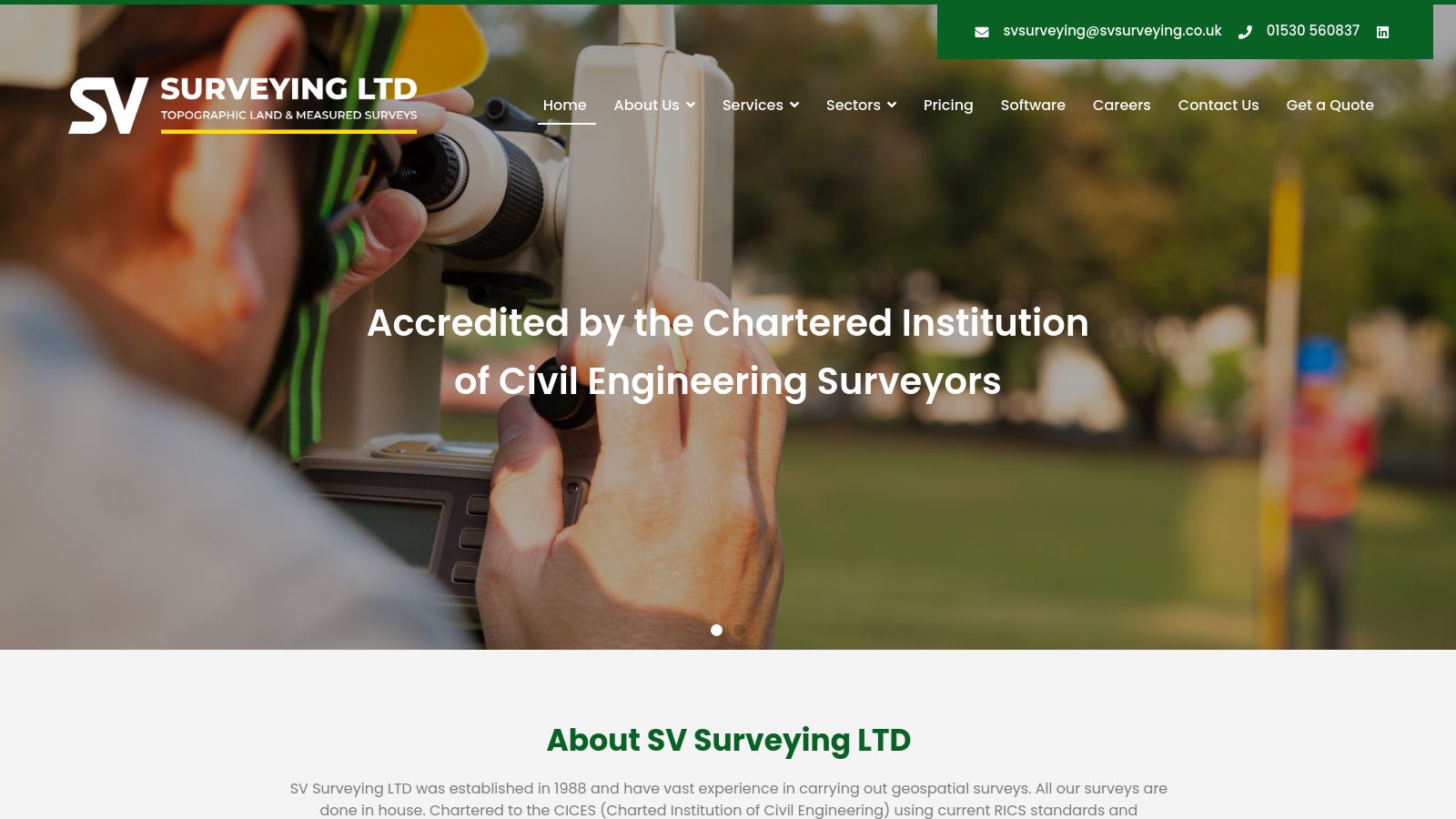 SV Surveying page preview