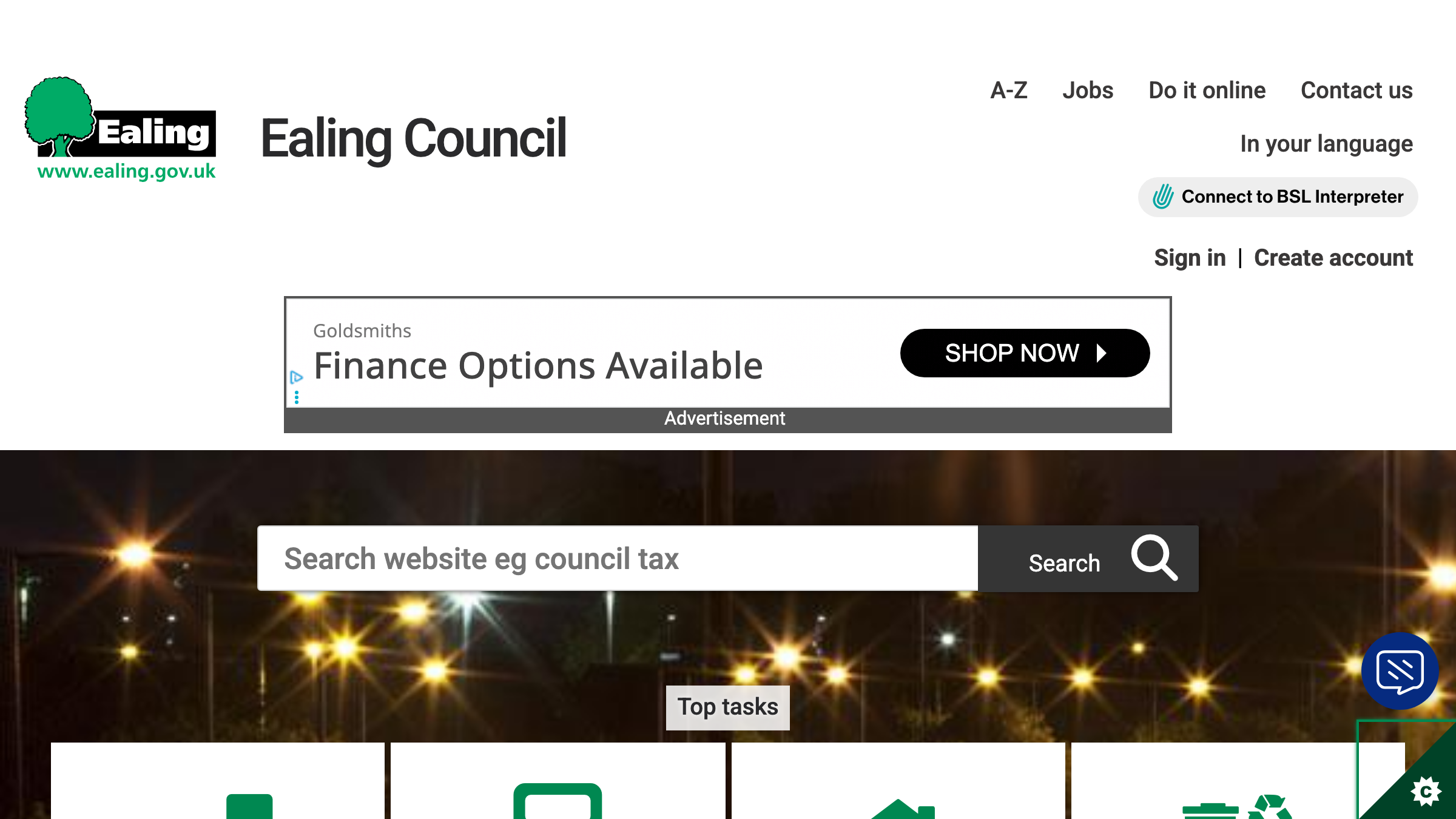 Ealing website preview
