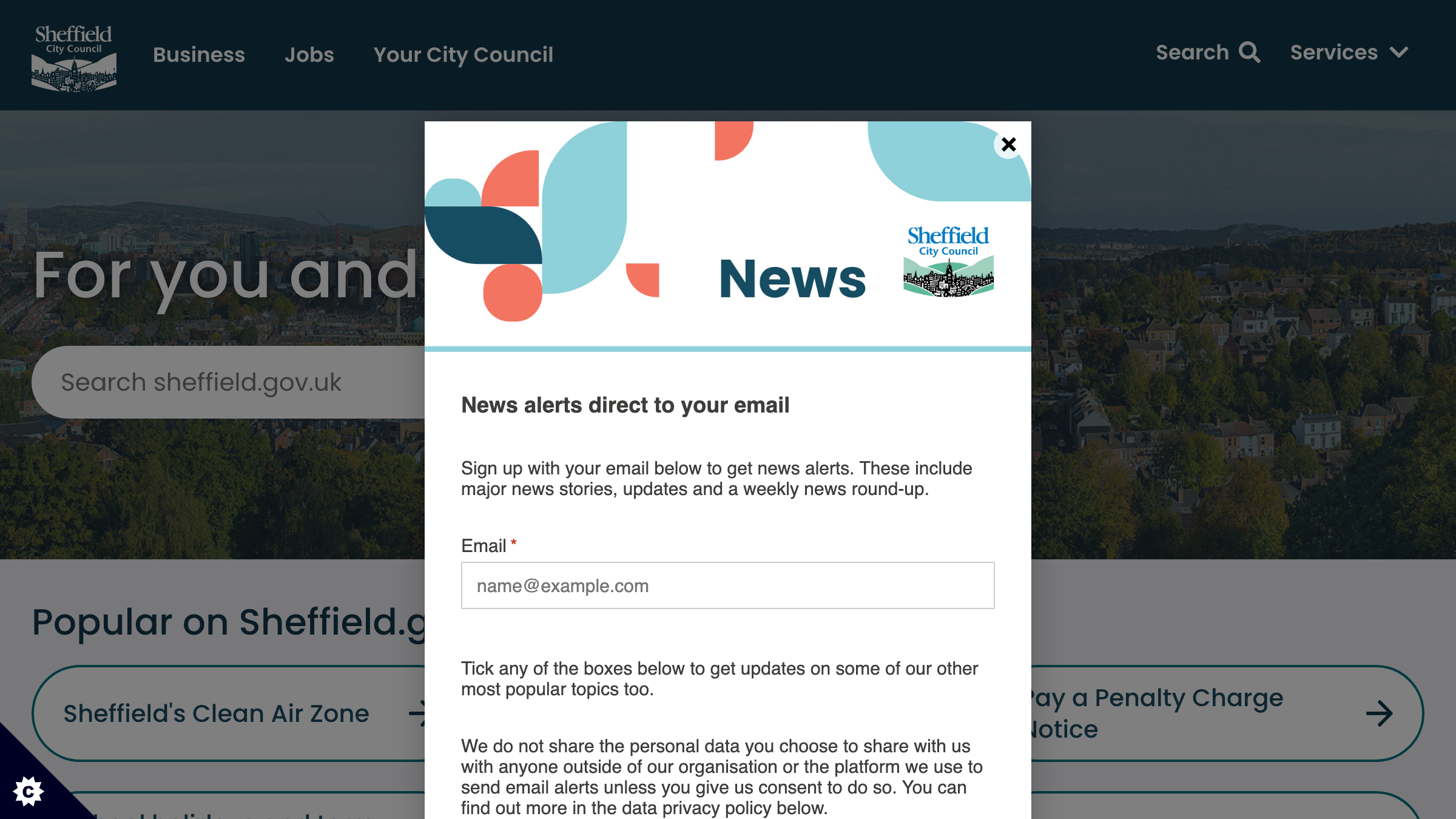 Sheffield website preview