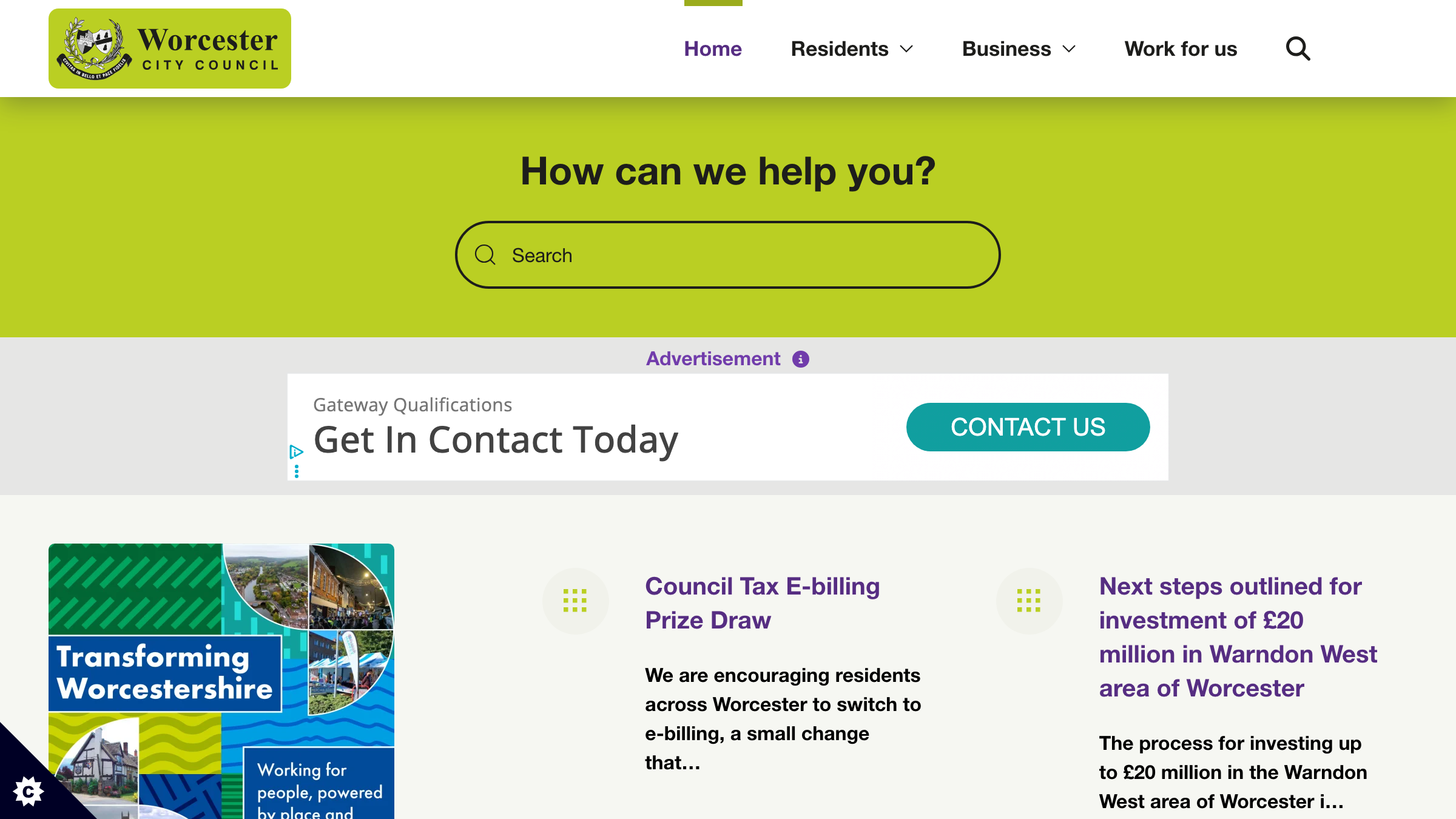 Worcester website preview