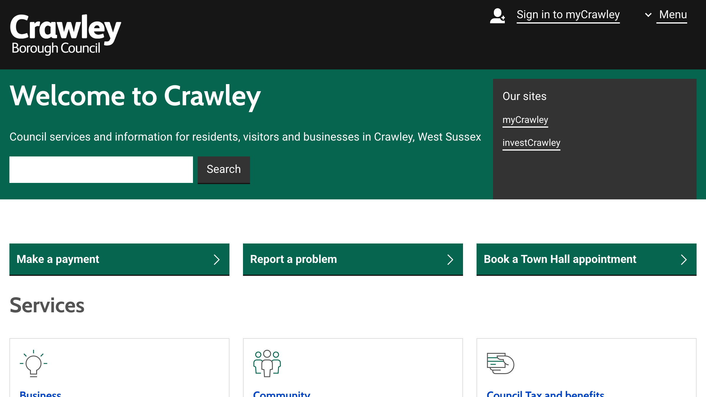 Crawley website preview