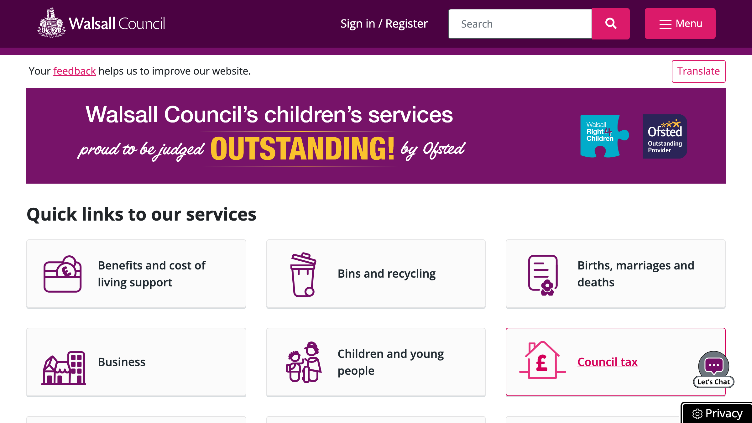 Walsall website preview