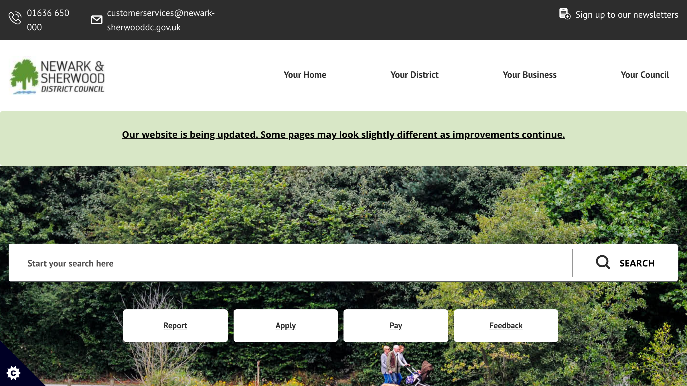 Newark and Sherwood website preview