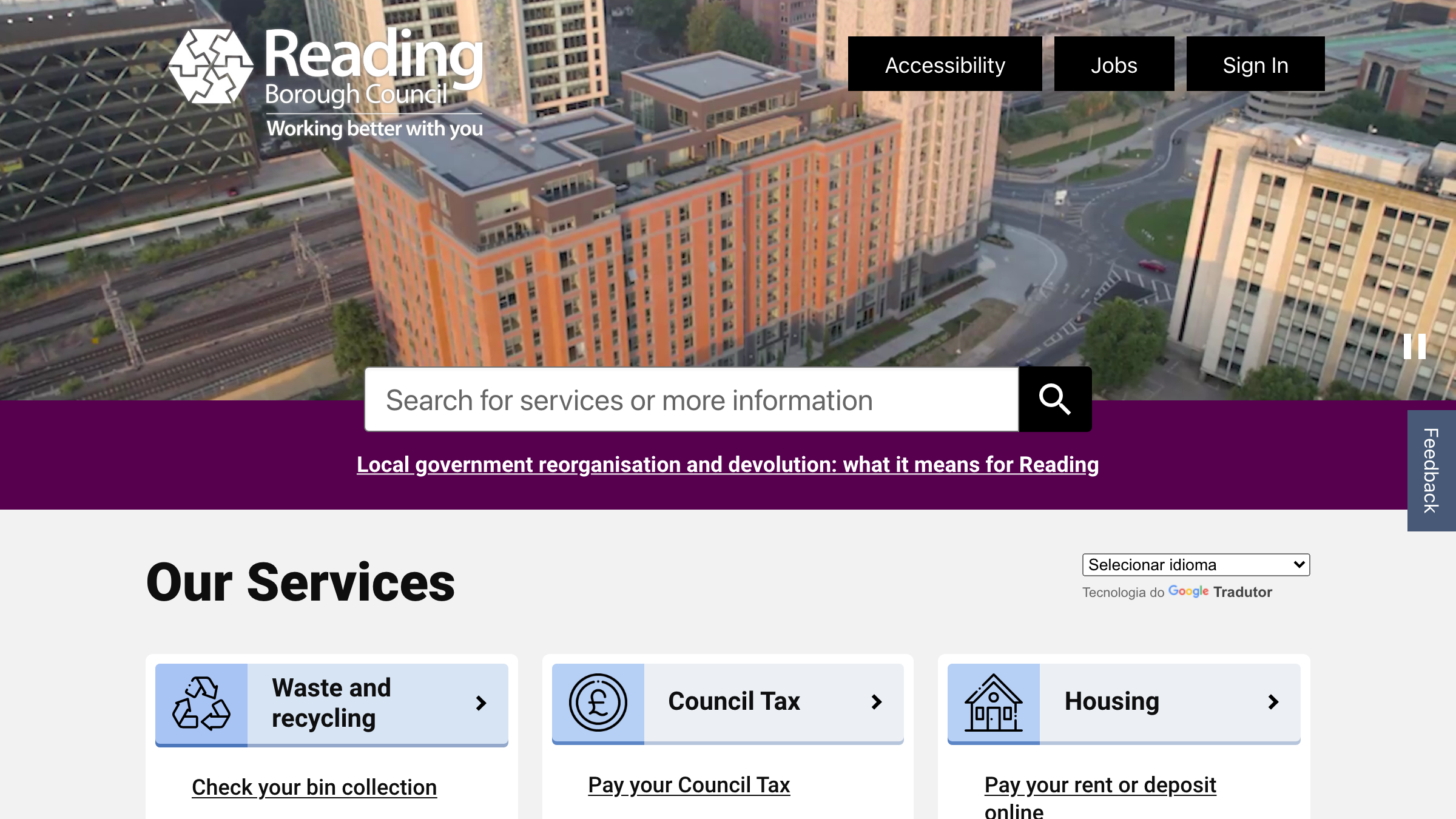 Reading website preview