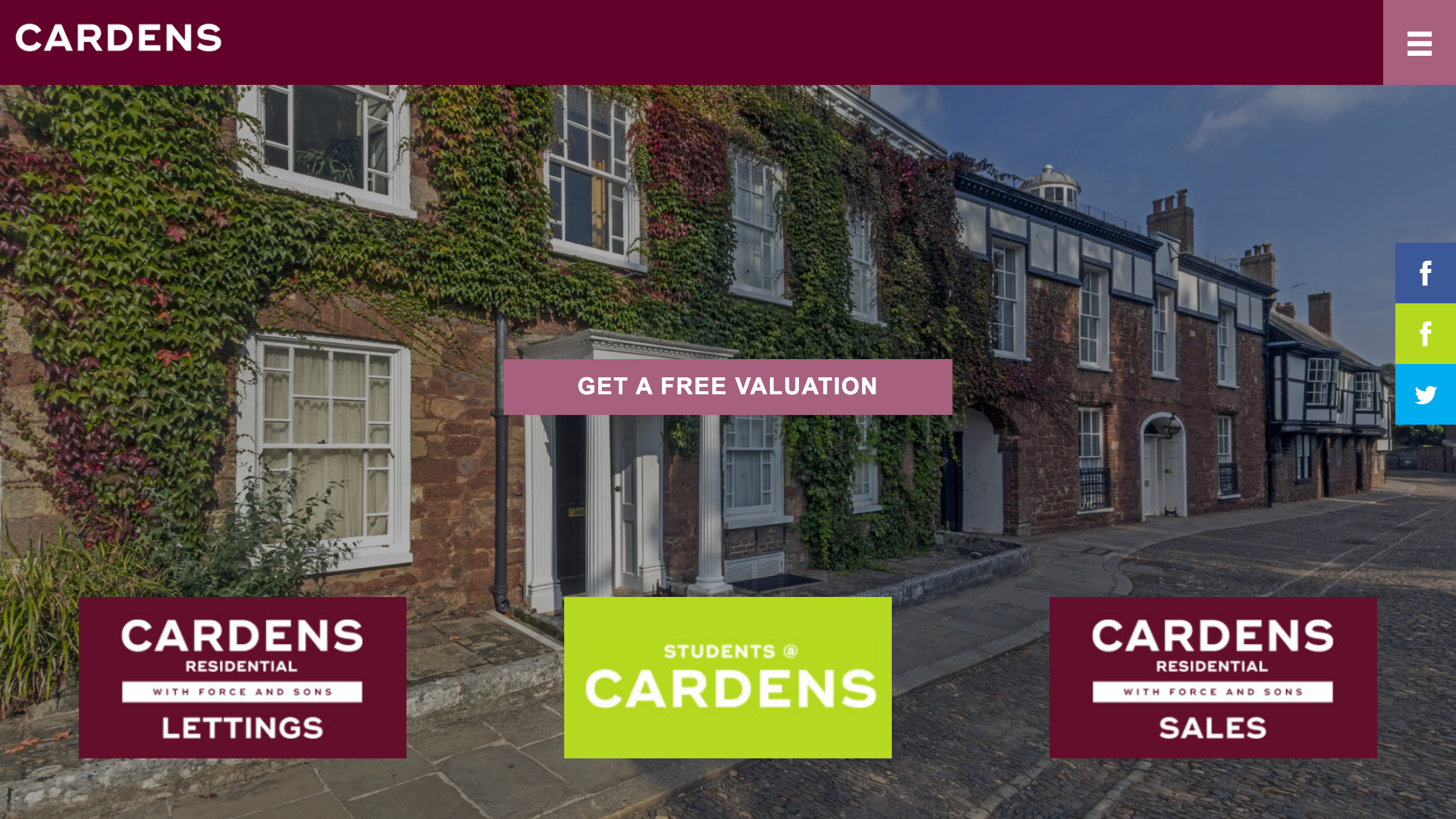 Cardens Estate Agents page preview